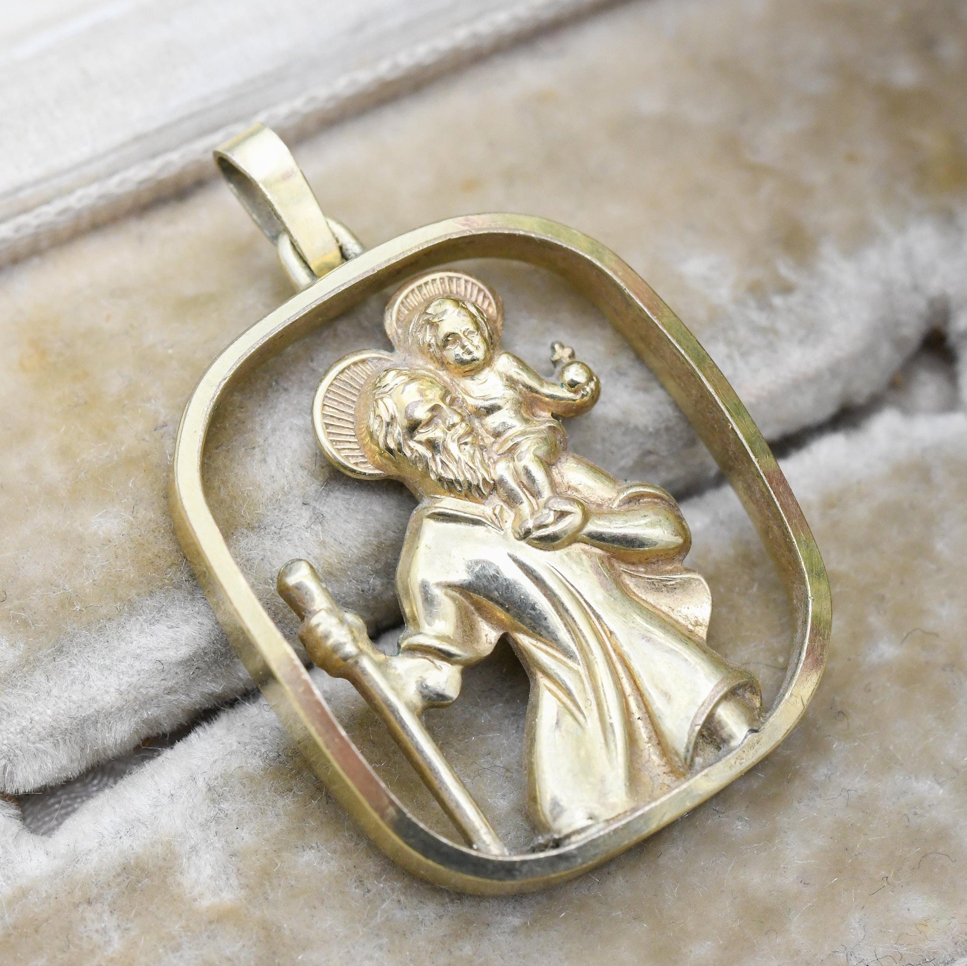 Vintage Kollmar & Jourdan Gold Plated St Christopher Pendant Openwork c. 1960s - Mid-Century German Designers KJ