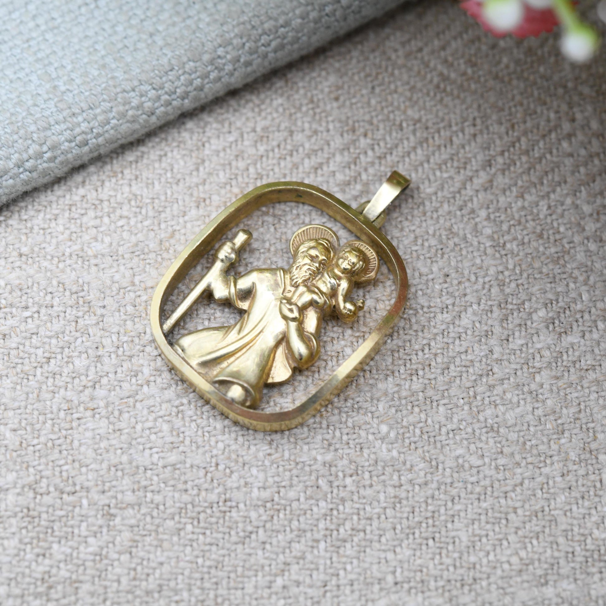 Vintage Kollmar & Jourdan Gold Plated St Christopher Pendant Openwork c. 1960s - Mid-Century German Designers KJ