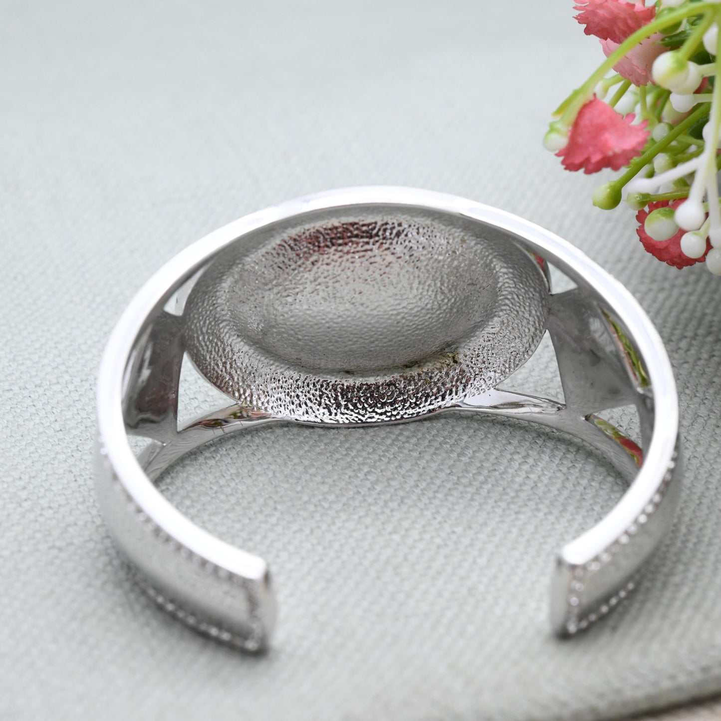 Swarovski Silver Tone Crystal Bangle Bracelet with Clear Stones