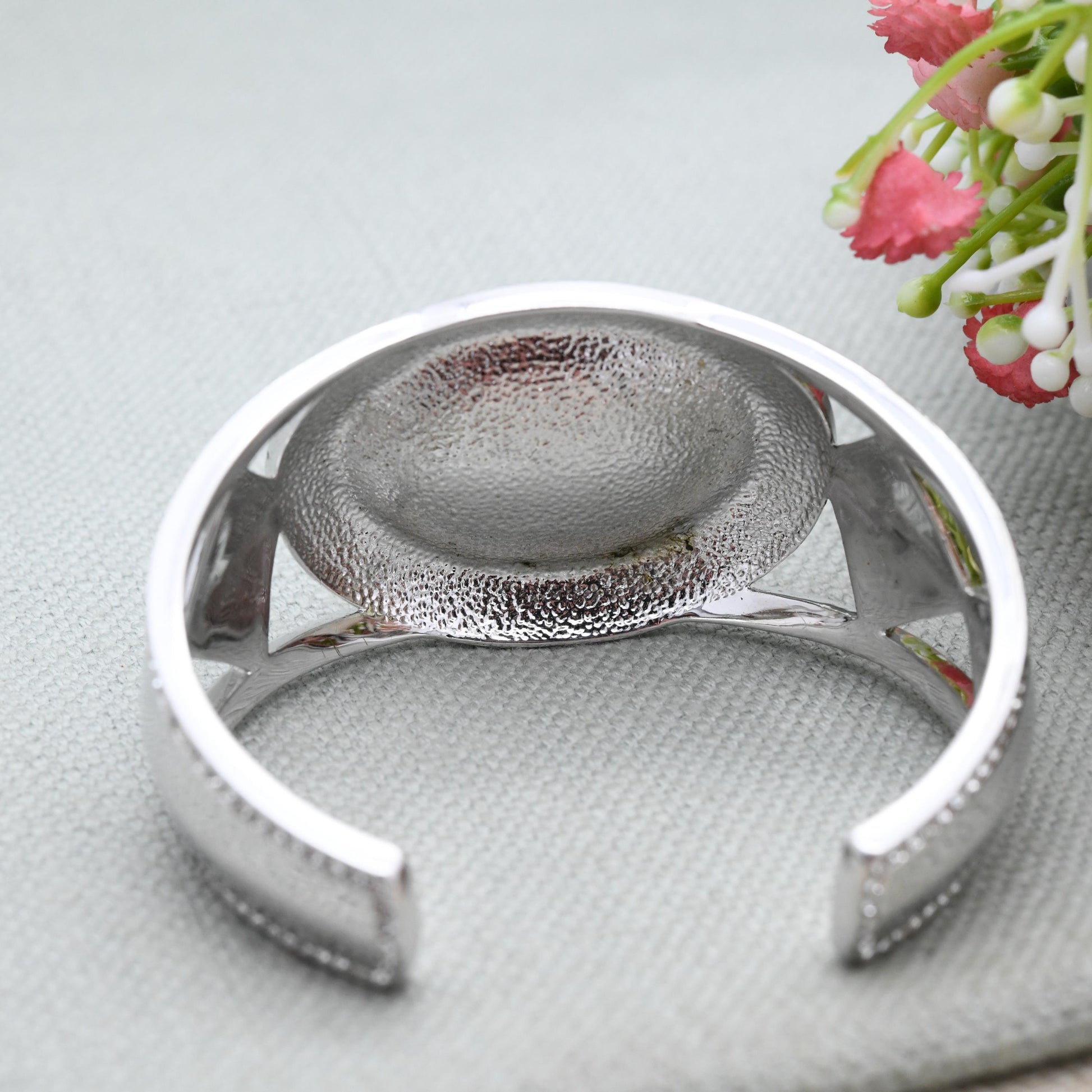 Swarovski Silver Tone Crystal Bangle Bracelet with Clear Stones