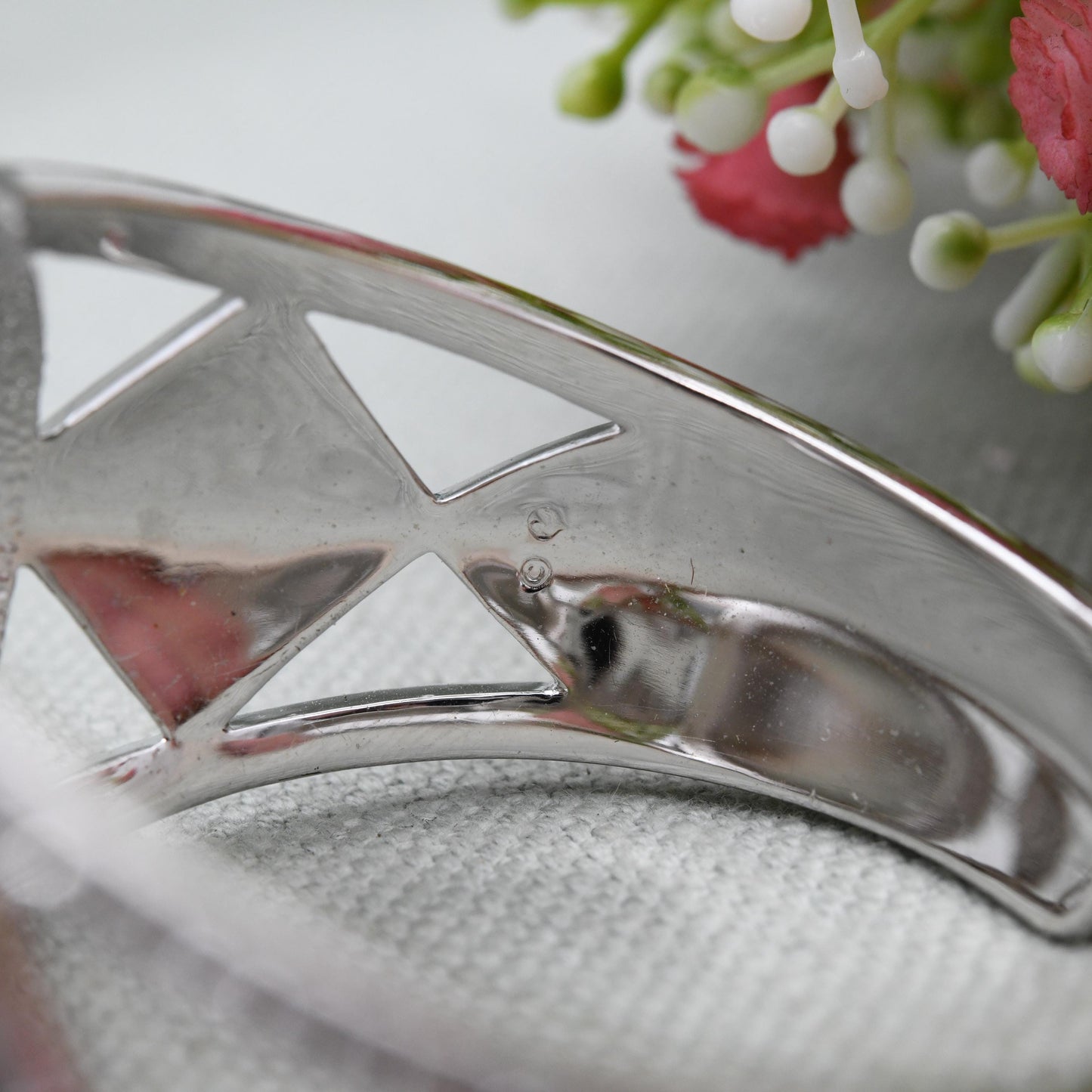 Swarovski Silver Tone Crystal Bangle Bracelet with Clear Stones