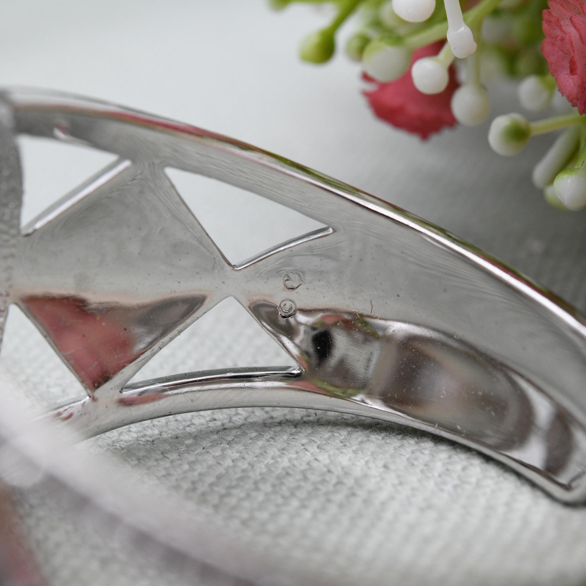 Swarovski Silver Tone Crystal Bangle Bracelet with Clear Stones