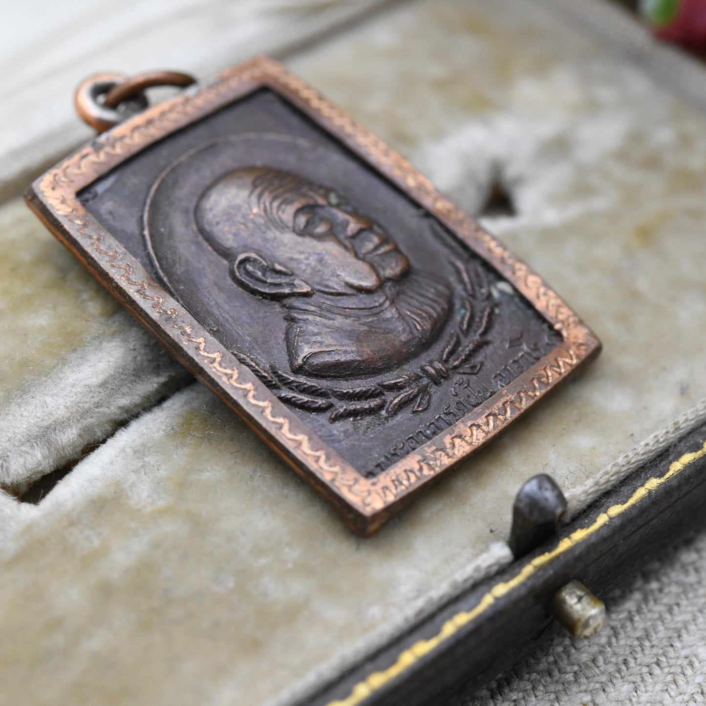 Vintage Thai Phra Ajahn Fan Coin Medal Pendant c. 1970s