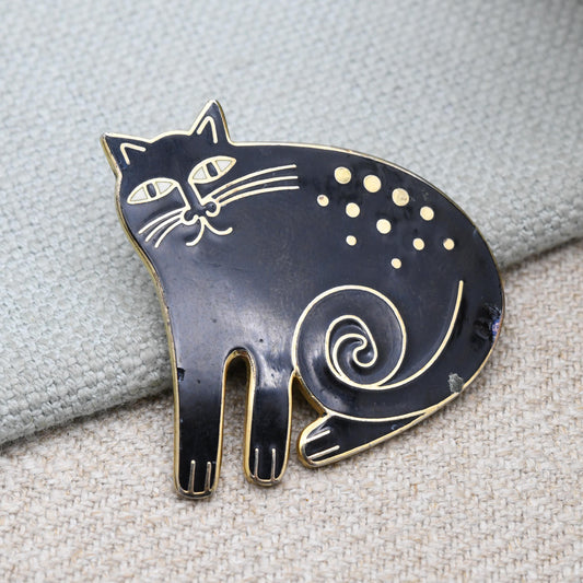 Vintage Laurel Burch Keshire Cat Brooch c. 1980s Art Jewellery