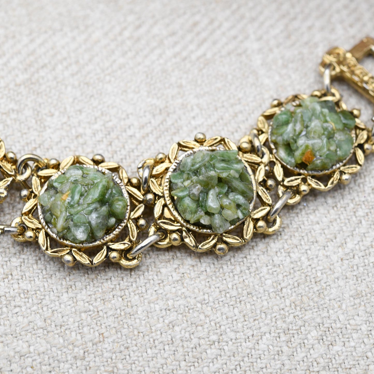 Vintage Jem 73 Gemstone Chip Panel Bracelet c. 1970s Costume Jewellery