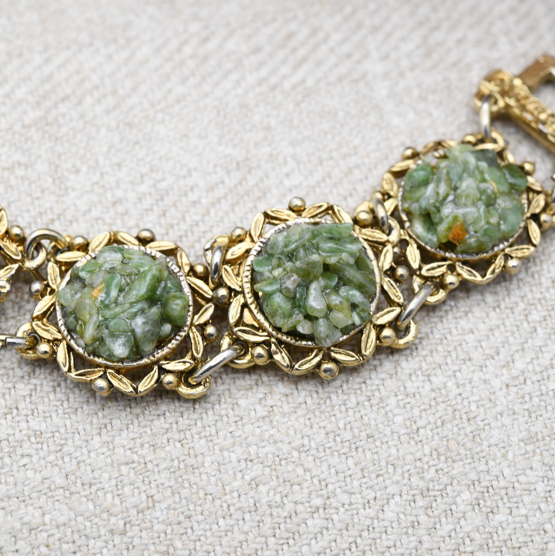 Vintage Jem 73 Gemstone Chip Panel Bracelet c. 1970s Costume Jewellery