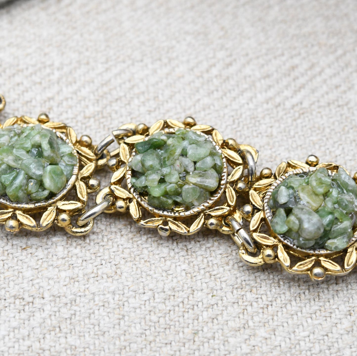 Vintage Jem 73 Gemstone Chip Panel Bracelet c. 1970s Costume Jewellery