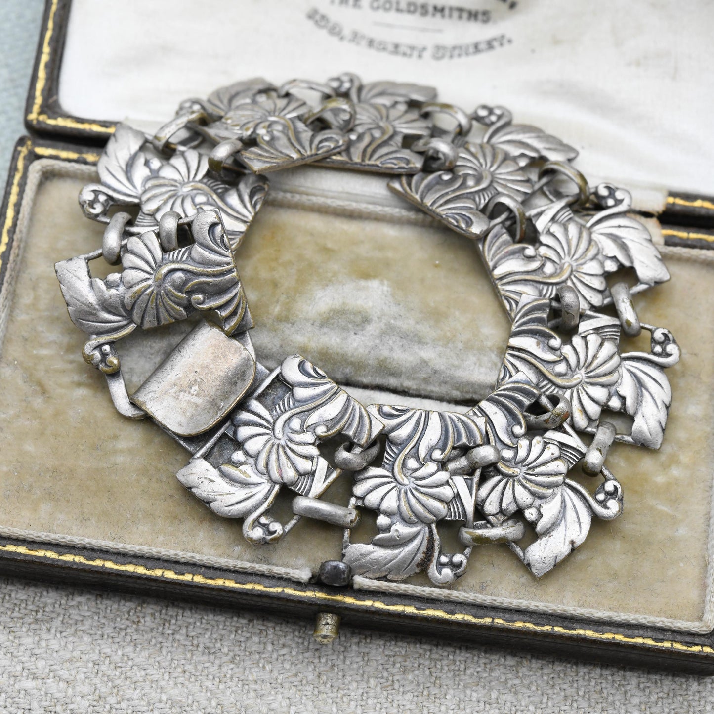 Vintage McClelland Barclay Flower Panel Bracelet c. 1938 to 1943