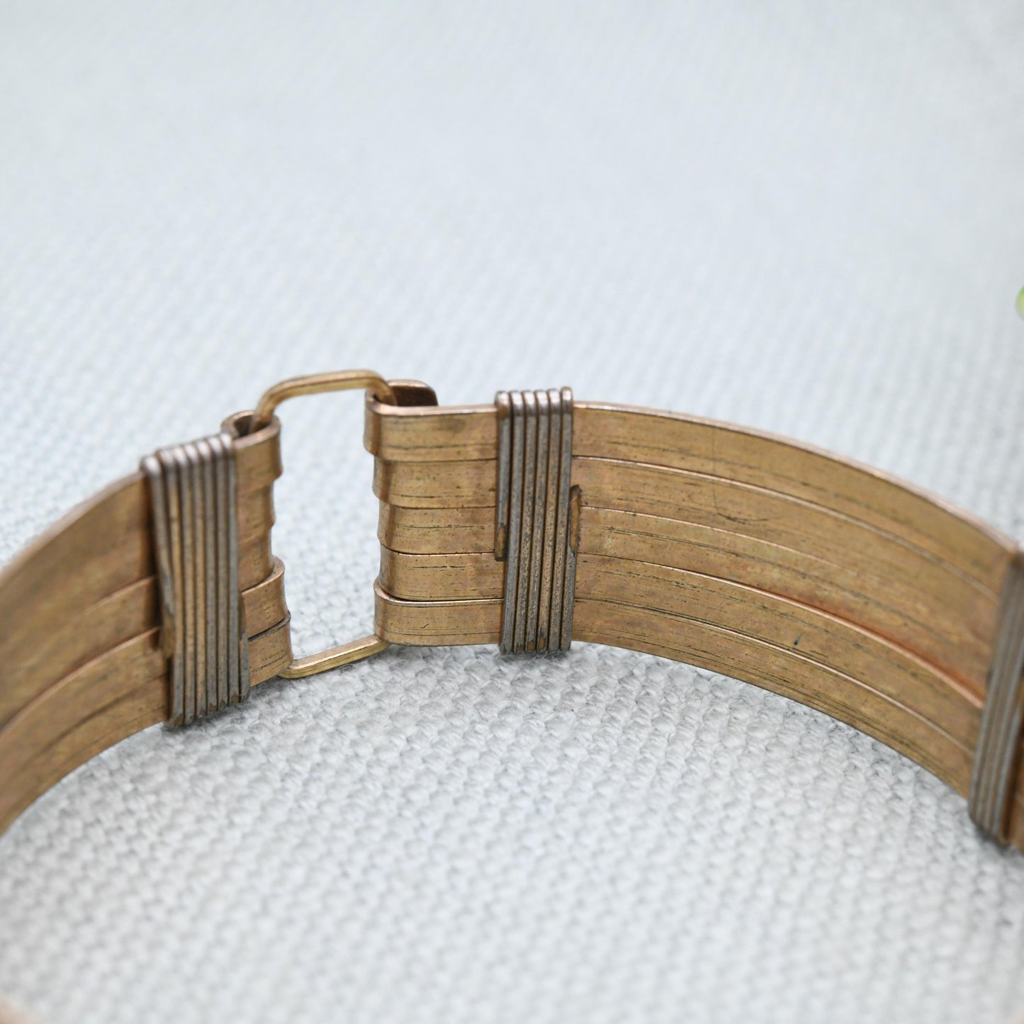 Vintage Rolled Gold Buckle Bangle Bracelet - Multi Band Wirework Chunky Unisex Mid-Century Jewellery