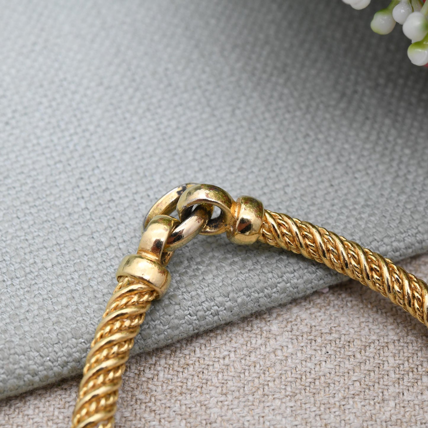 Vintage Grossé Love Knot Necklace 1973 German Designer Signed Jewellery - Gold Plated Crystals Woven Rope Twist Knot of Hercules