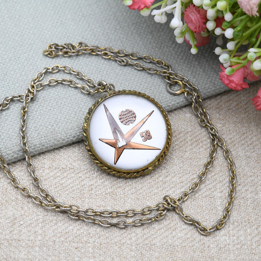 Vintage 1958 Brussels World Fair Atomium Double Sided Bubble Pendant Necklace Expo 58 Souvenir