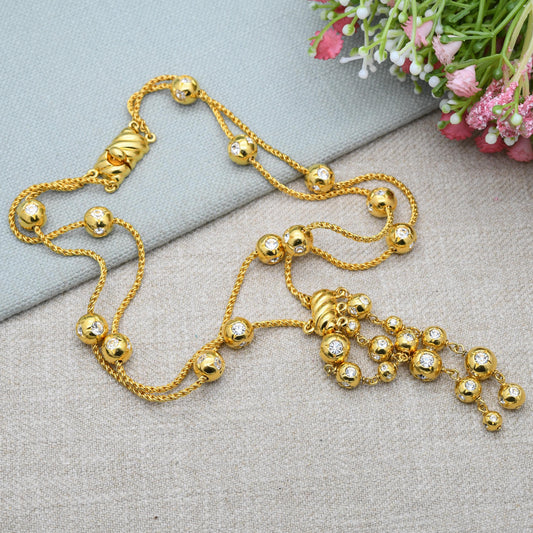 Vintage Swarovski Crystal Ball and Tassel Drop Necklace - Statement Designer Gold Tone Jewellery