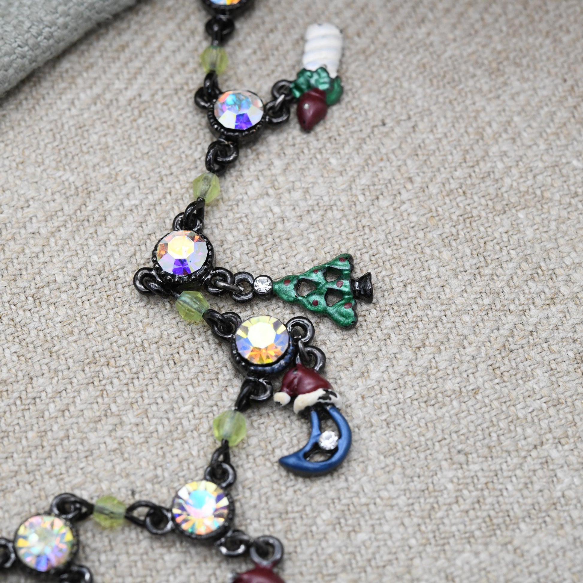 Vintage Butler and Wilson Christmas Charm Necklace Signed B&W - Y2K Branded Costume Jewellery Deadstock