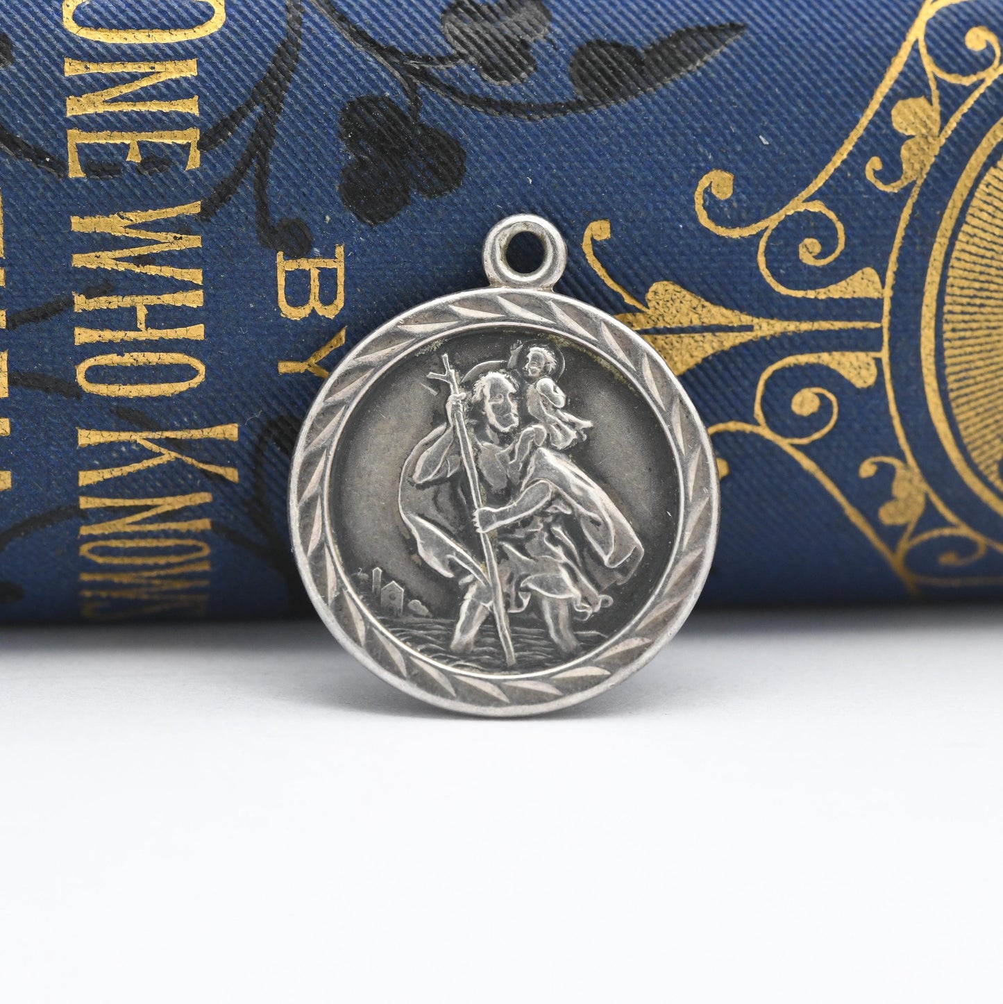 Vintage Sterling Silver St. Christopher Pendant - Embossed Relief | Circle | Saint of Travelling | Religious | Gift for Pendant Necklace