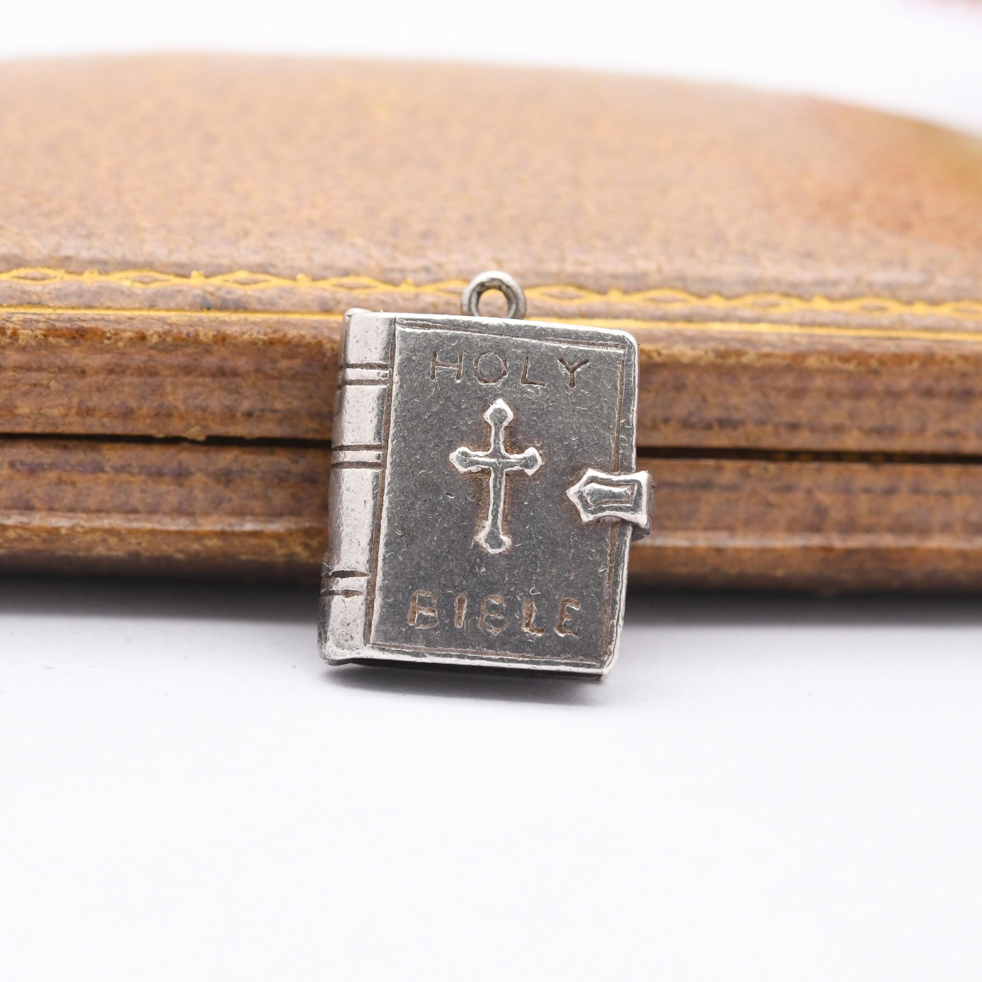 Vintage Sterling Silver Bible Charm Pendant - Religious Book | Gift for Charm Bracelet Necklace Stack