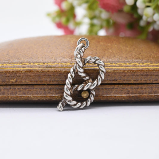 Vintage Sterling Silver Rope Knot Pendant Charm - Naval Knot | Maritime Charm | Charm Pendant for Charm Necklace