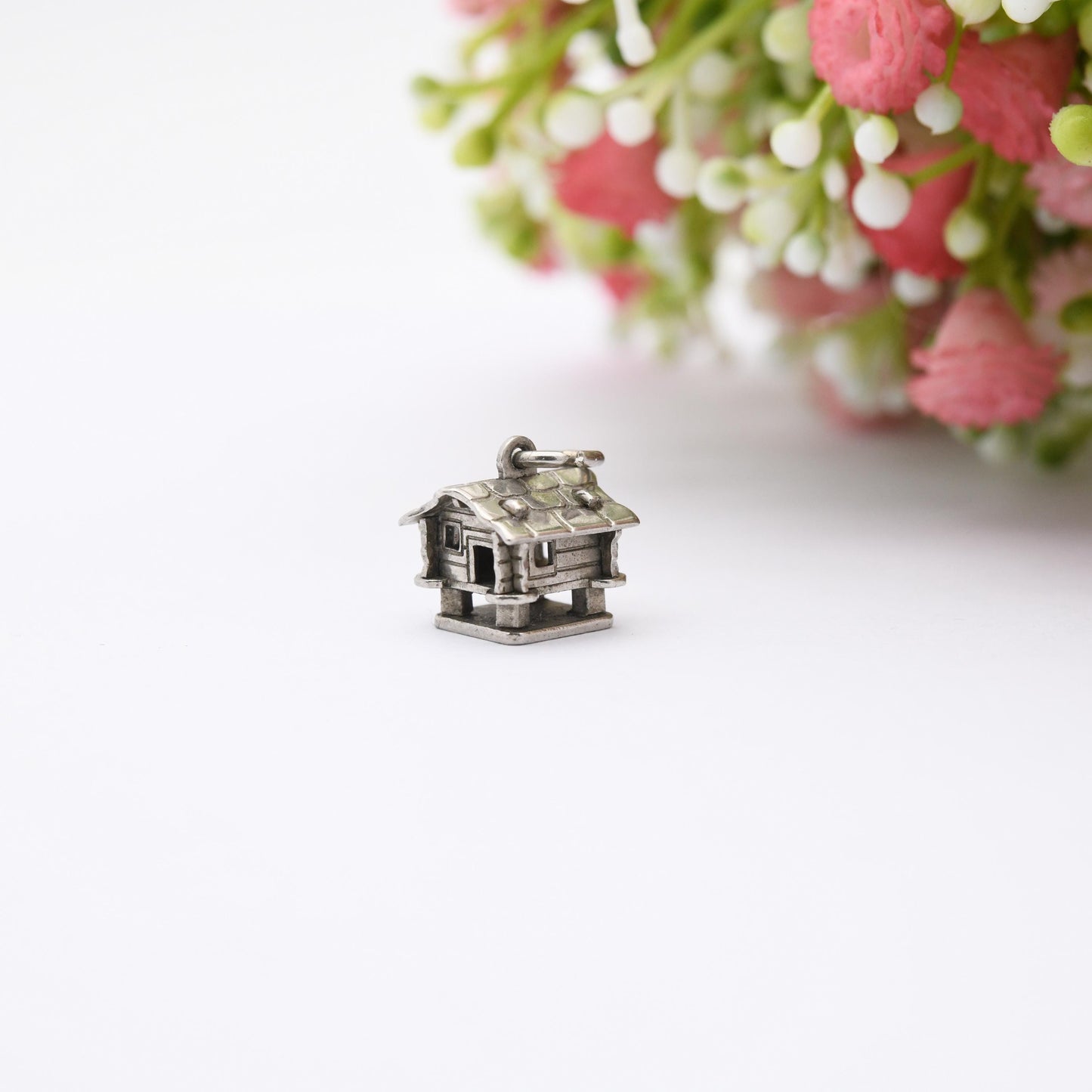 Vintage 800 Silver Swiss Chalet Charm Pendant - Alps | Skiing Chalet | German House | Stilts | Gift for Charm Bracelet