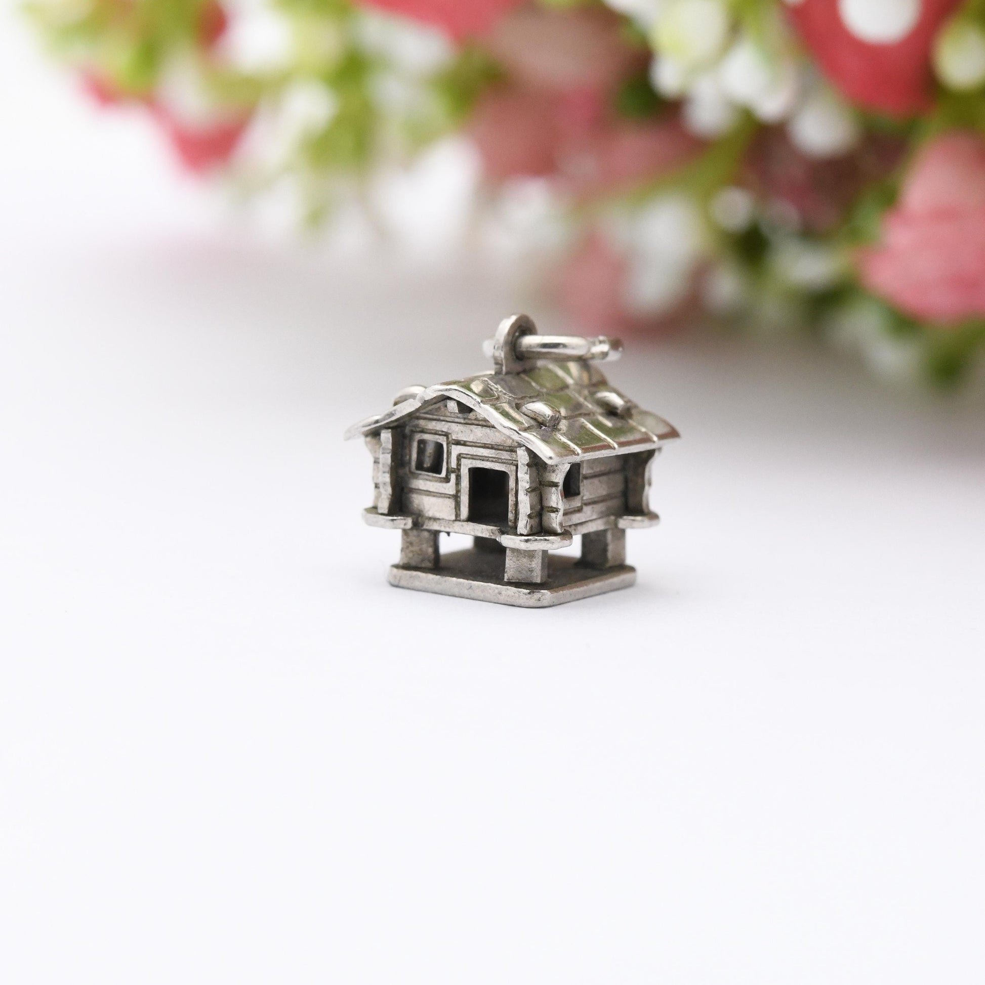 Vintage 800 Silver Swiss Chalet Charm Pendant - Alps | Skiing Chalet | German House | Stilts | Gift for Charm Bracelet