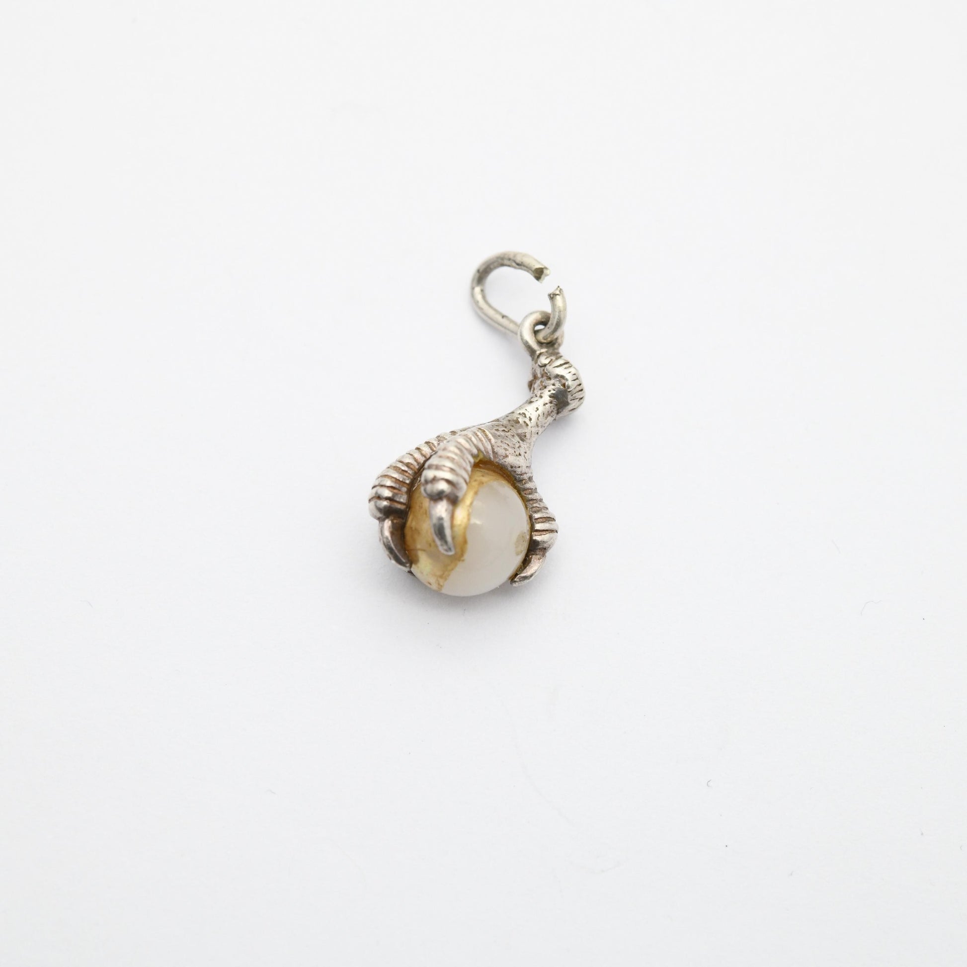 Sterling Silver Bird Claw Holding a Faux Pearl Pendant Charm - Animal | Eagle Charm | Gift for Charm Bracelet Necklace Stack