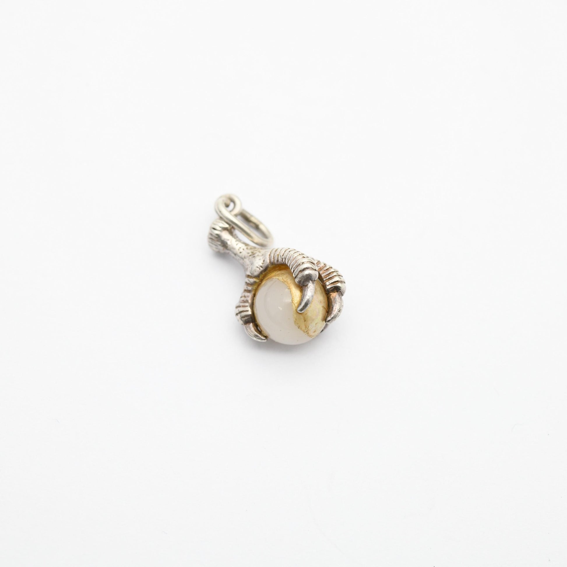Sterling Silver Bird Claw Holding a Faux Pearl Pendant Charm - Animal | Eagle Charm | Gift for Charm Bracelet Necklace Stack