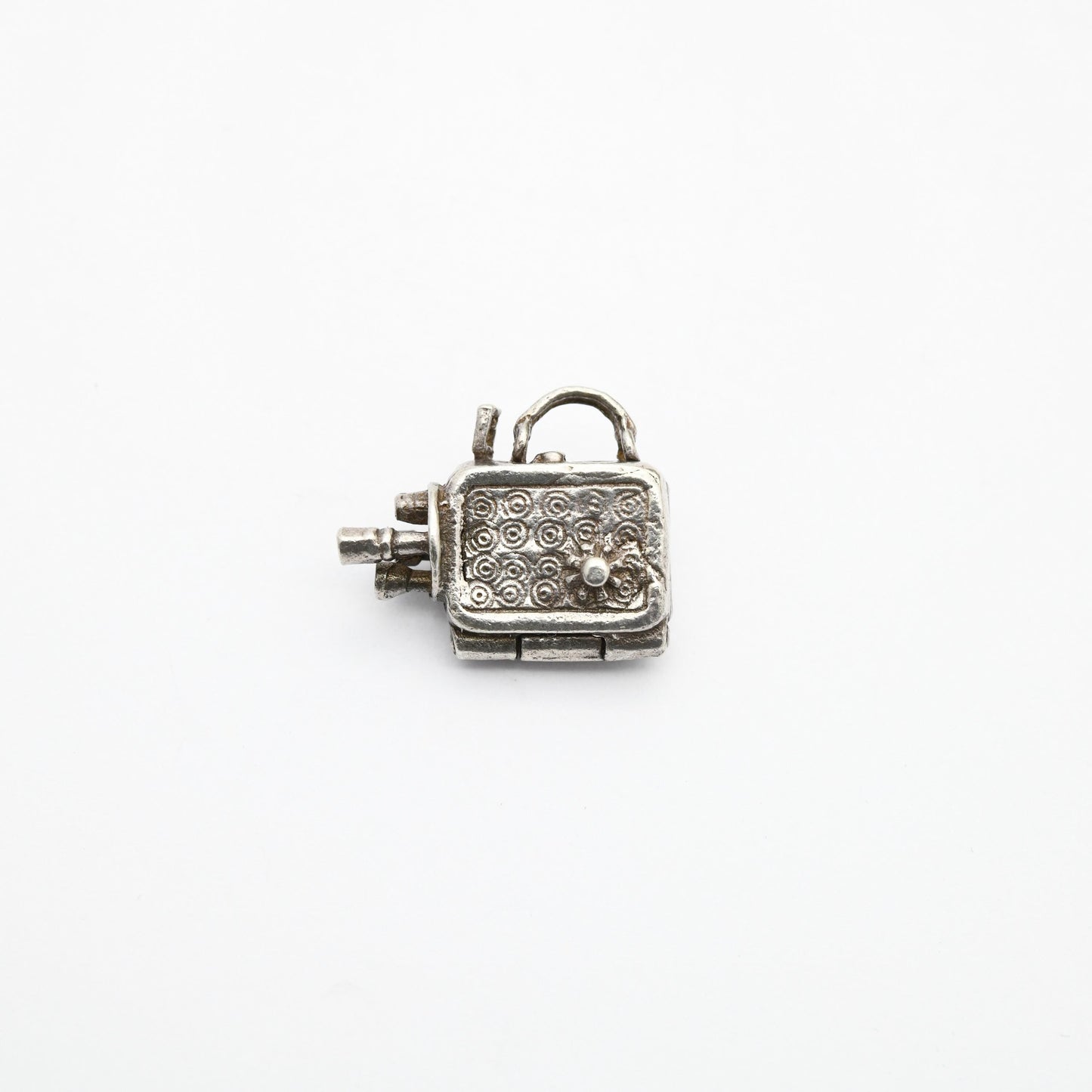 Vintage Silver Opening Film Camera Charm Pendant - Sunbathing Lady | Humorous Message | Gift for Charm Bracelet