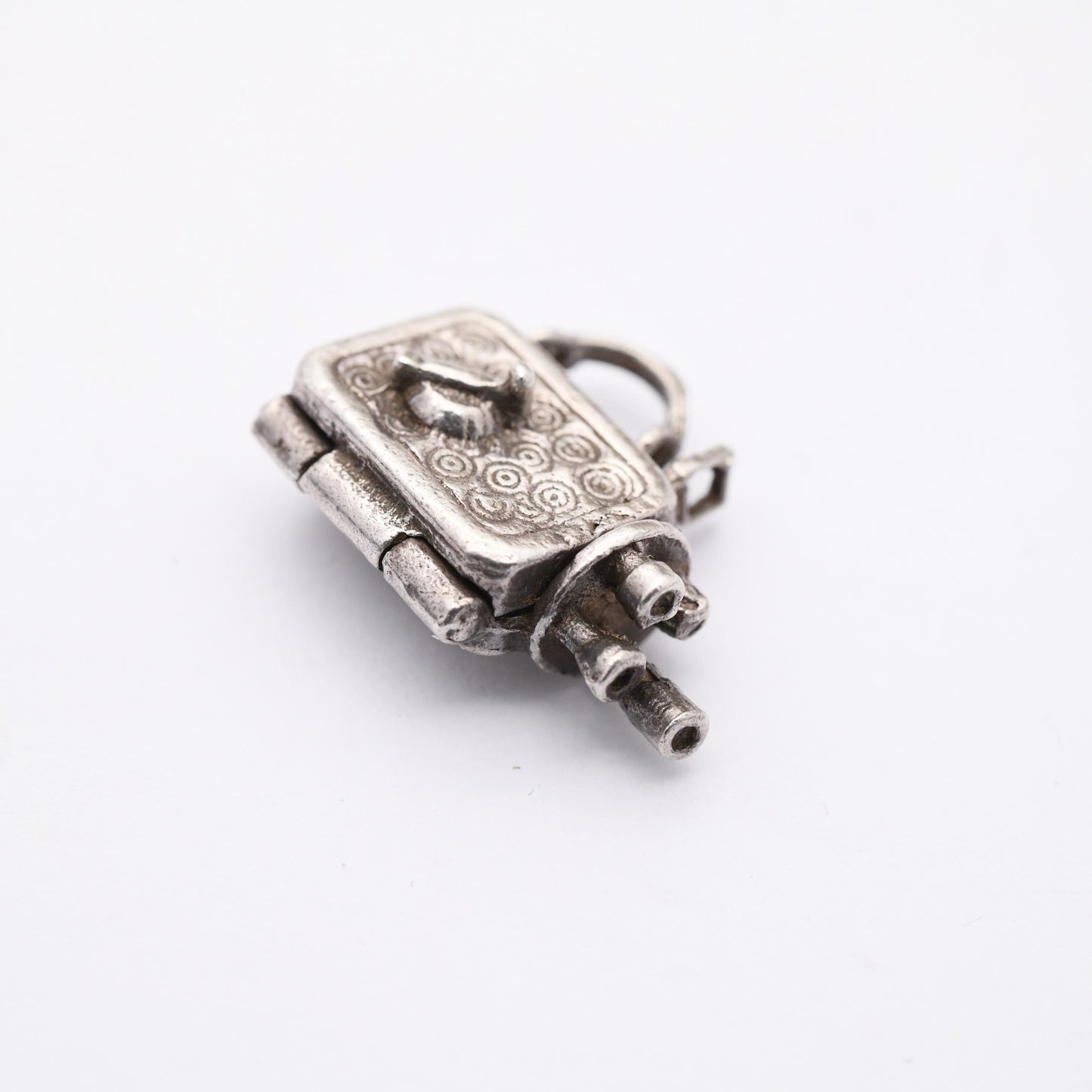 Vintage Silver Opening Film Camera Charm Pendant - Sunbathing Lady | Humorous Message | Gift for Charm Bracelet