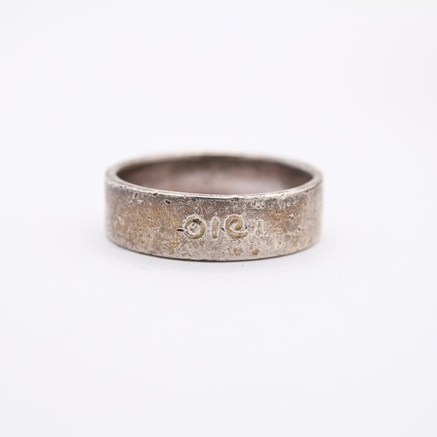 Vintage Sterling Silver Simple Band Ring - Engraved Text Design Ring | Everyday Jewellery | Band | UK Size - T | US Size - 9 3/4