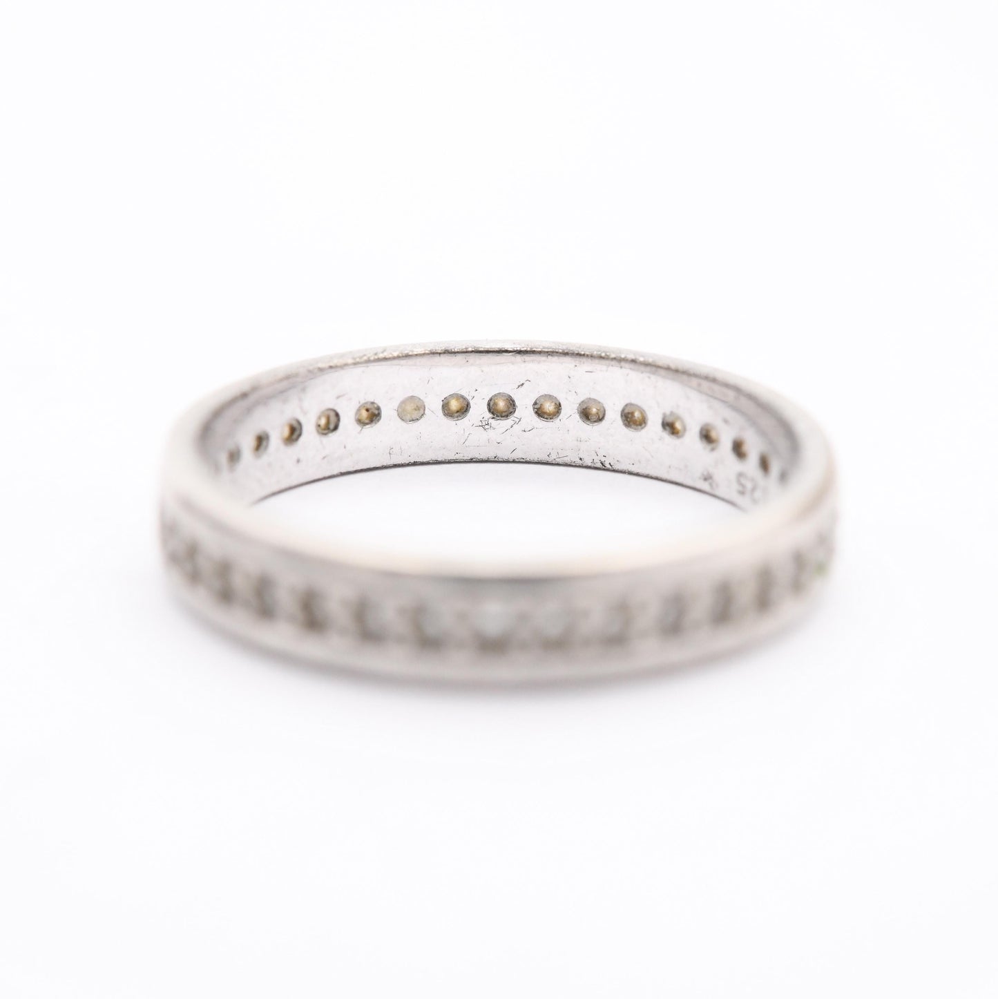 Vintage Sterling Silver and CZ Eternity Band Ring - Sparkly Clear Stones | Flush Pavé Band | UK Size - P | US Size - 8