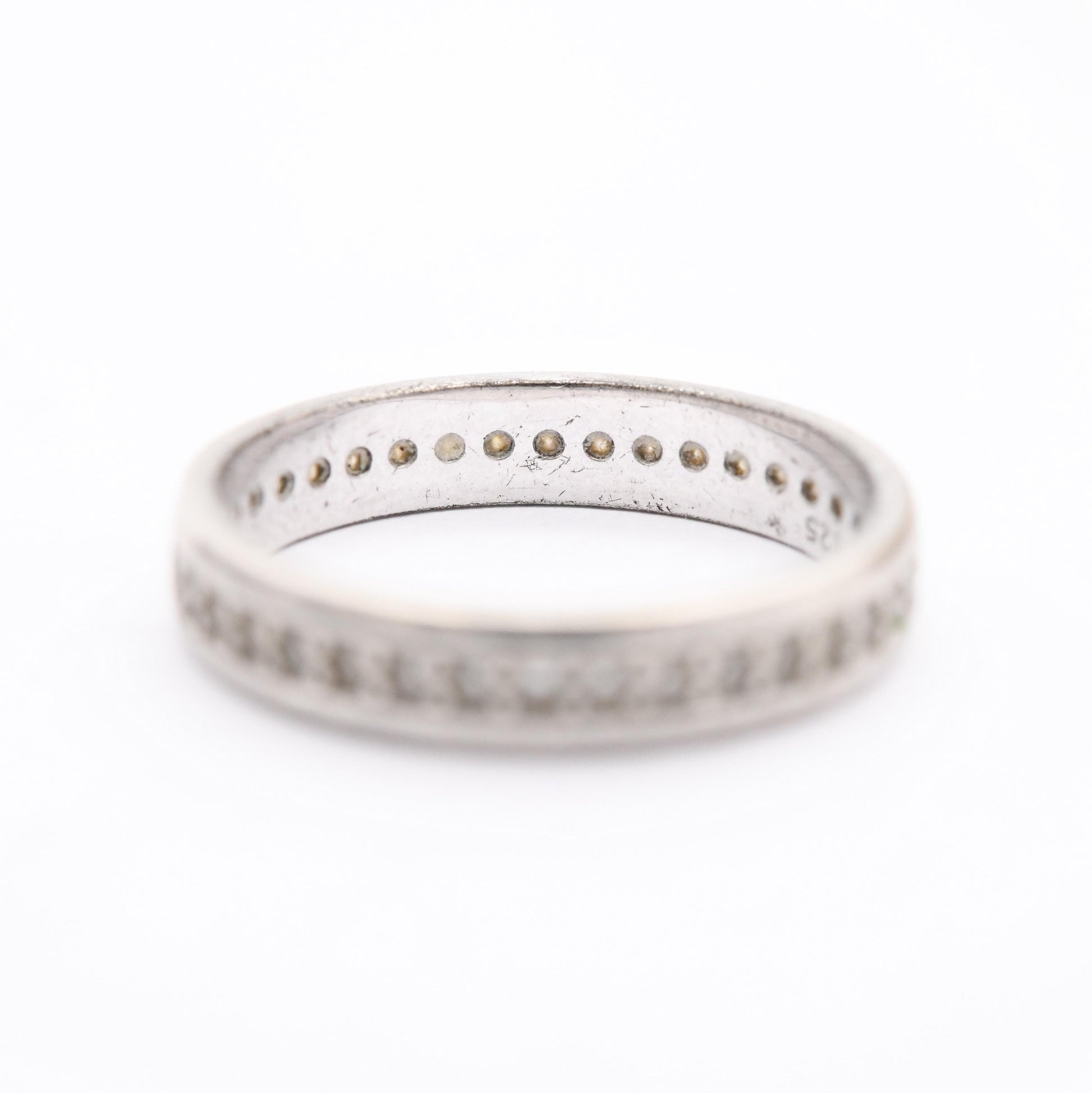 Vintage Sterling Silver and CZ Eternity Band Ring - Sparkly Clear Stones | Flush Pavé Band | UK Size - P | US Size - 8