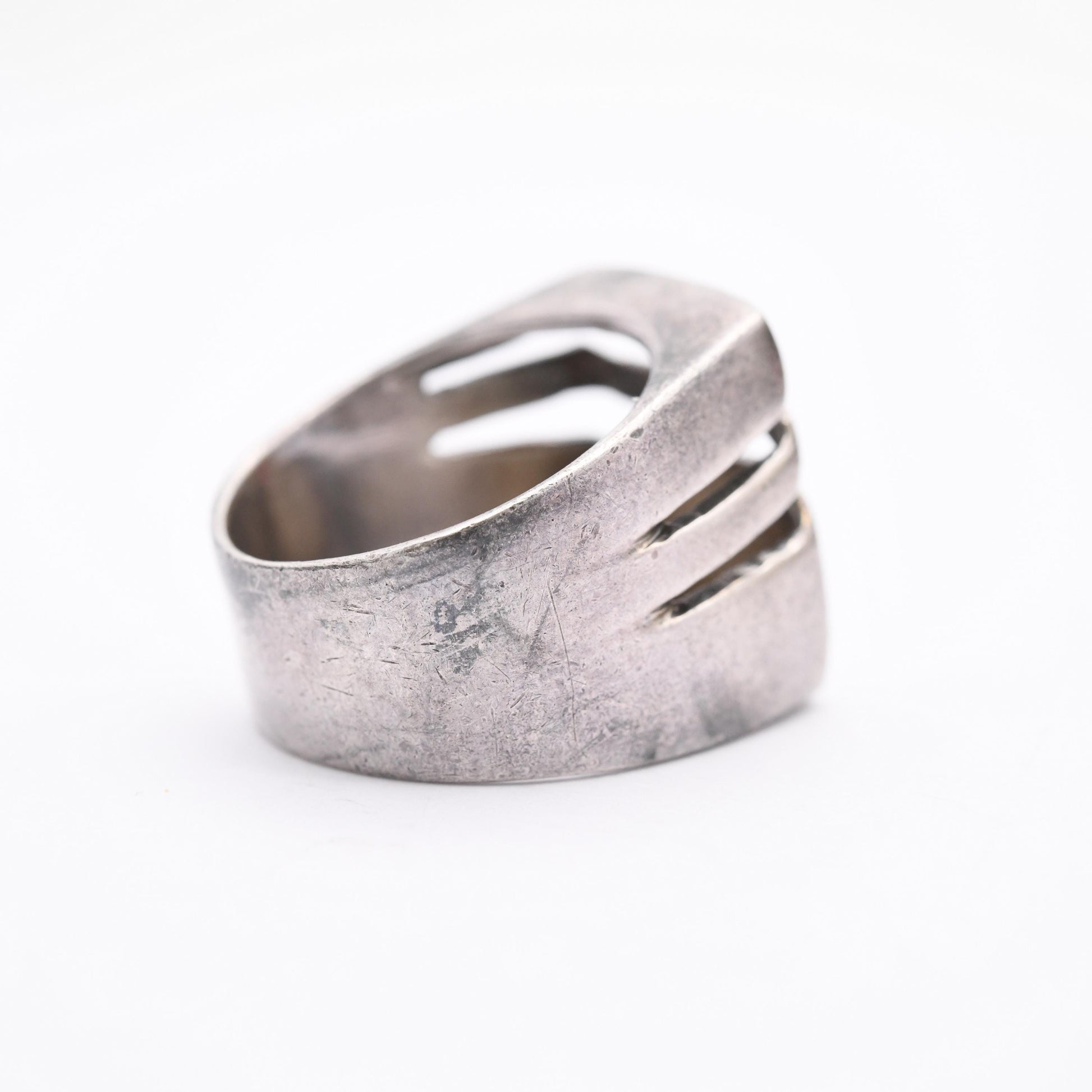 Vintage Sterling Silver Signet Ring - Chunky | Modernist Style | UK Size - N | US Size - 7