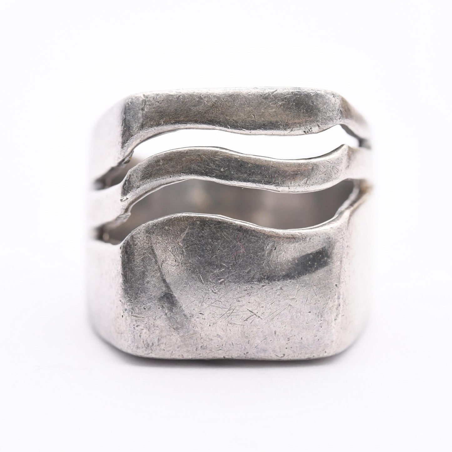 Vintage Sterling Silver Signet Ring - Chunky | Modernist Style | UK Size - N | US Size - 7
