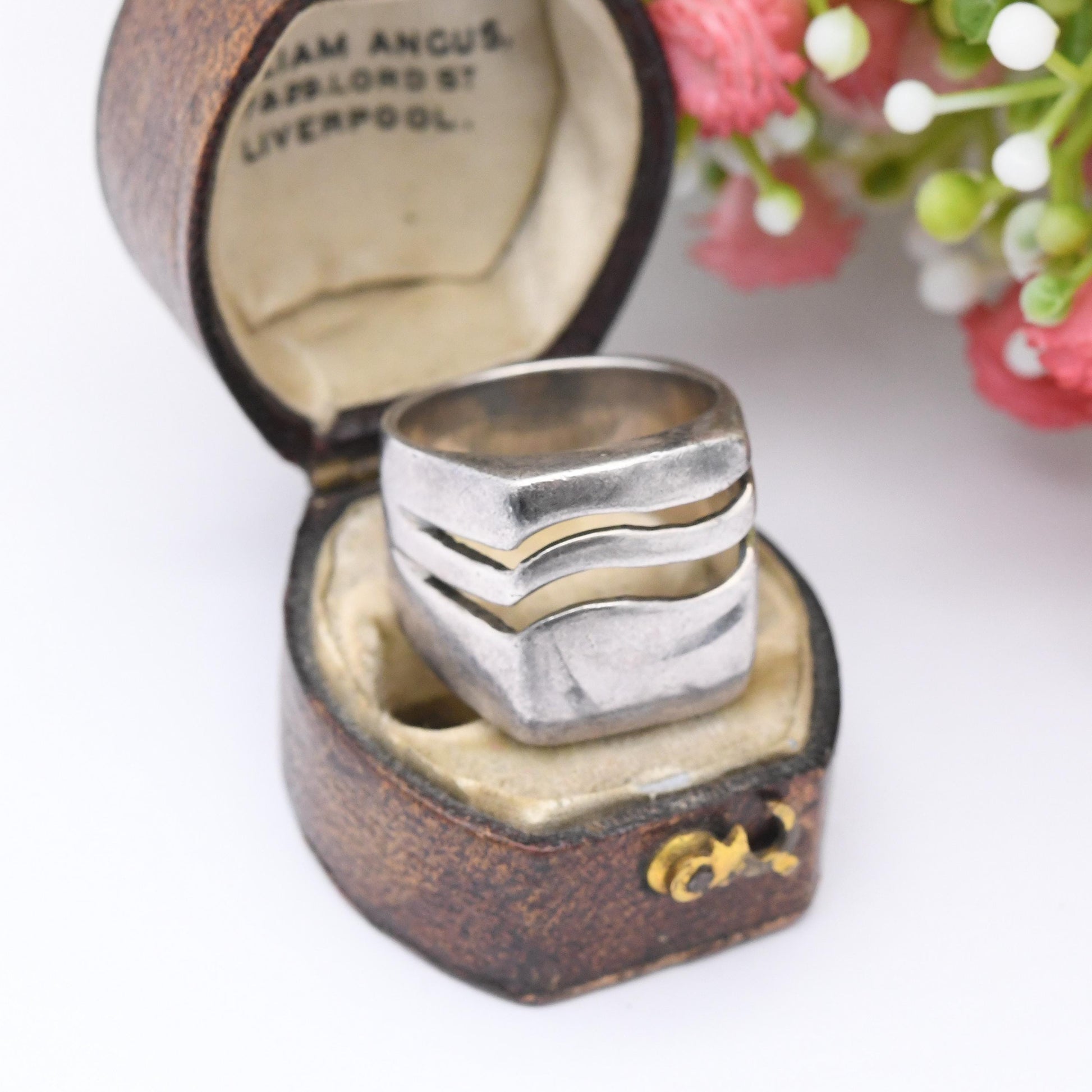 Vintage Sterling Silver Signet Ring - Chunky | Modernist Style | UK Size - N | US Size - 7