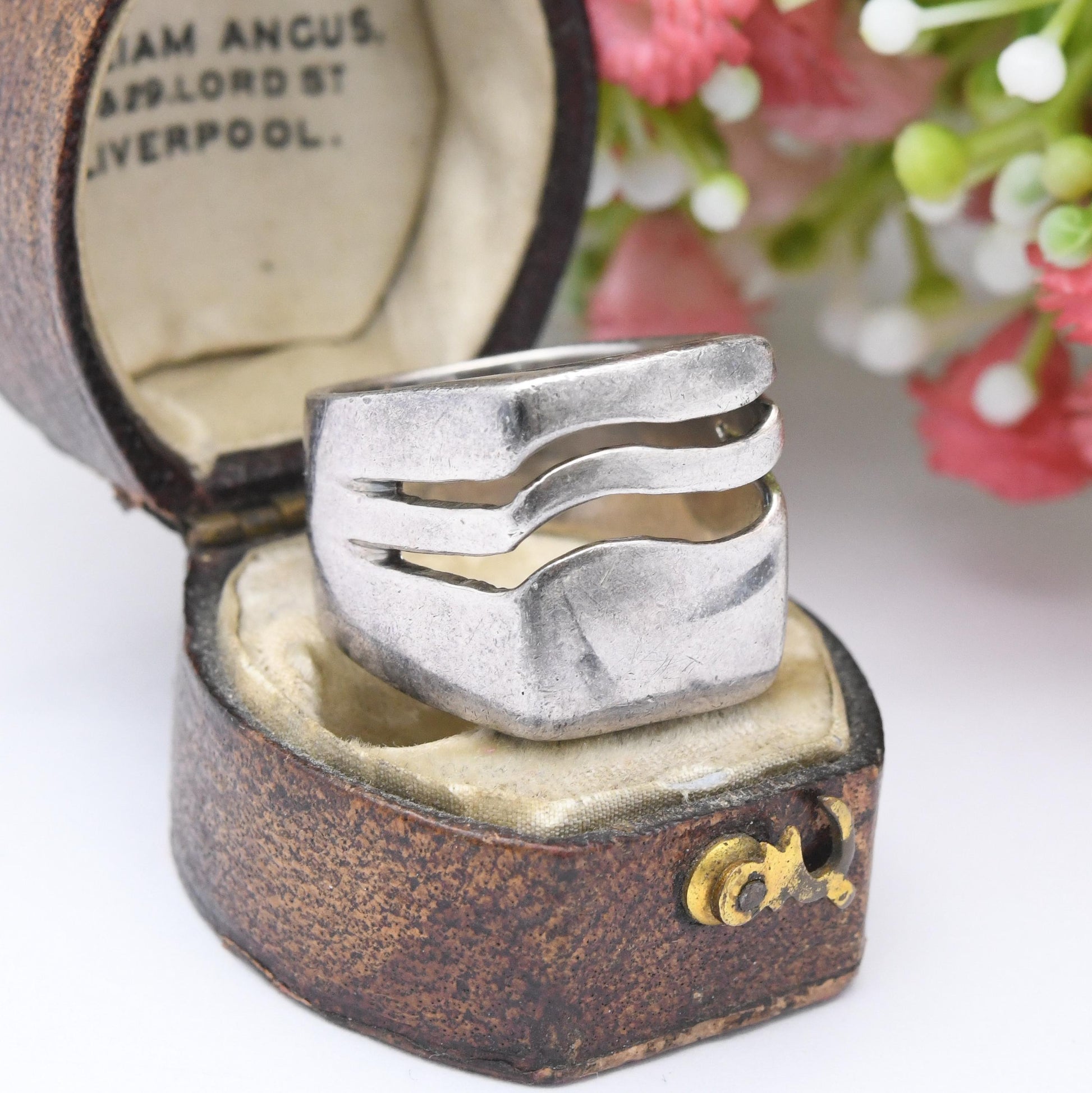 Vintage Sterling Silver Signet Ring - Chunky | Modernist Style | UK Size - N | US Size - 7