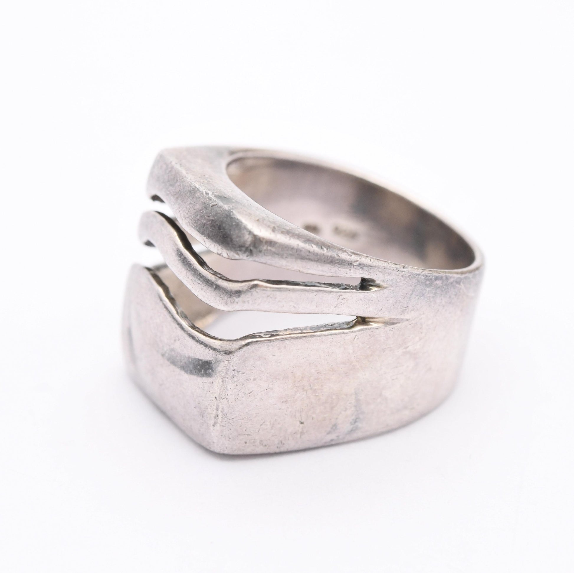 Vintage Sterling Silver Signet Ring - Chunky | Modernist Style | UK Size - N | US Size - 7
