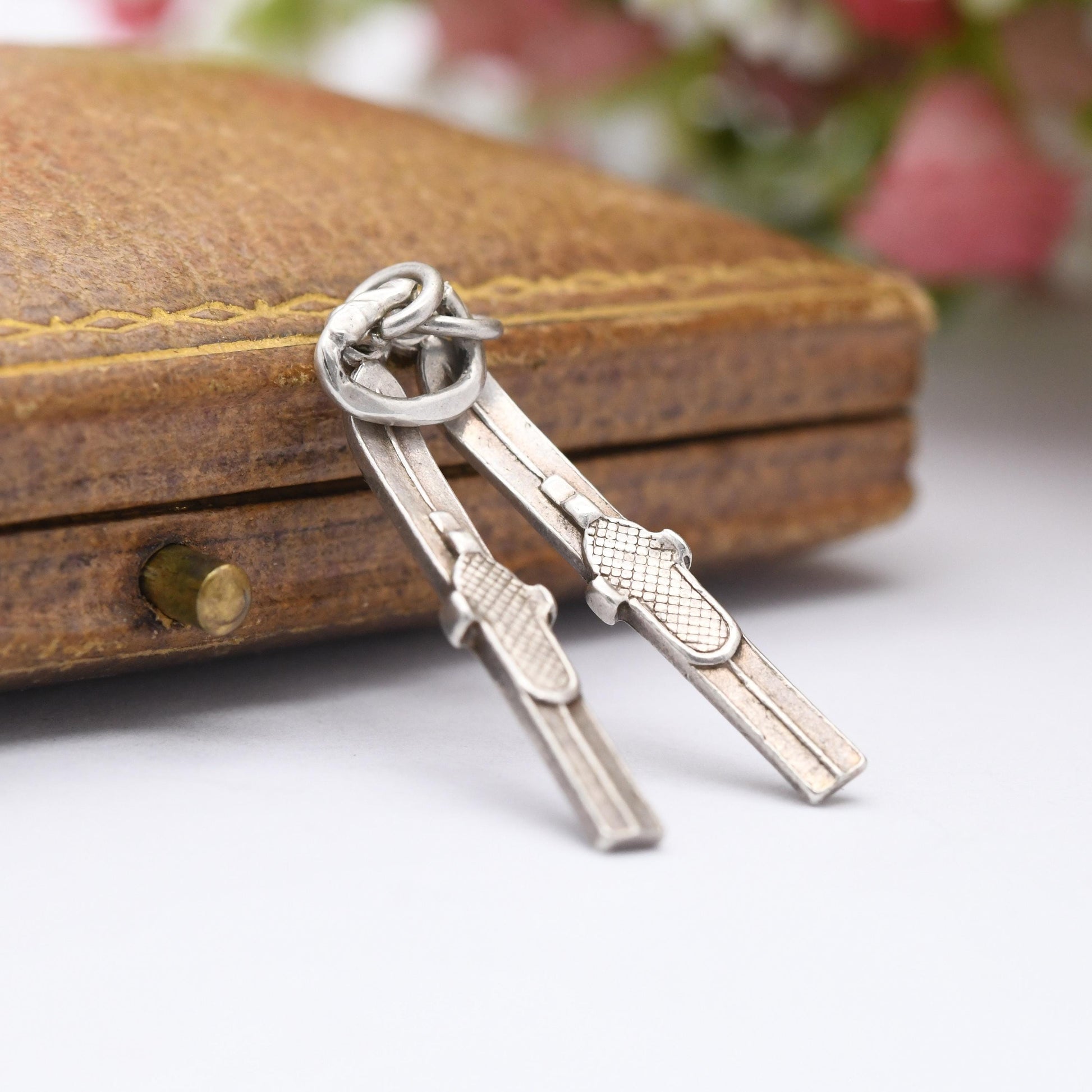 Vintage Sterling Silver Ski's Charm Pendant - Skiing | Ski | Snow Sport | Winter | Gift for Charm Bracelet