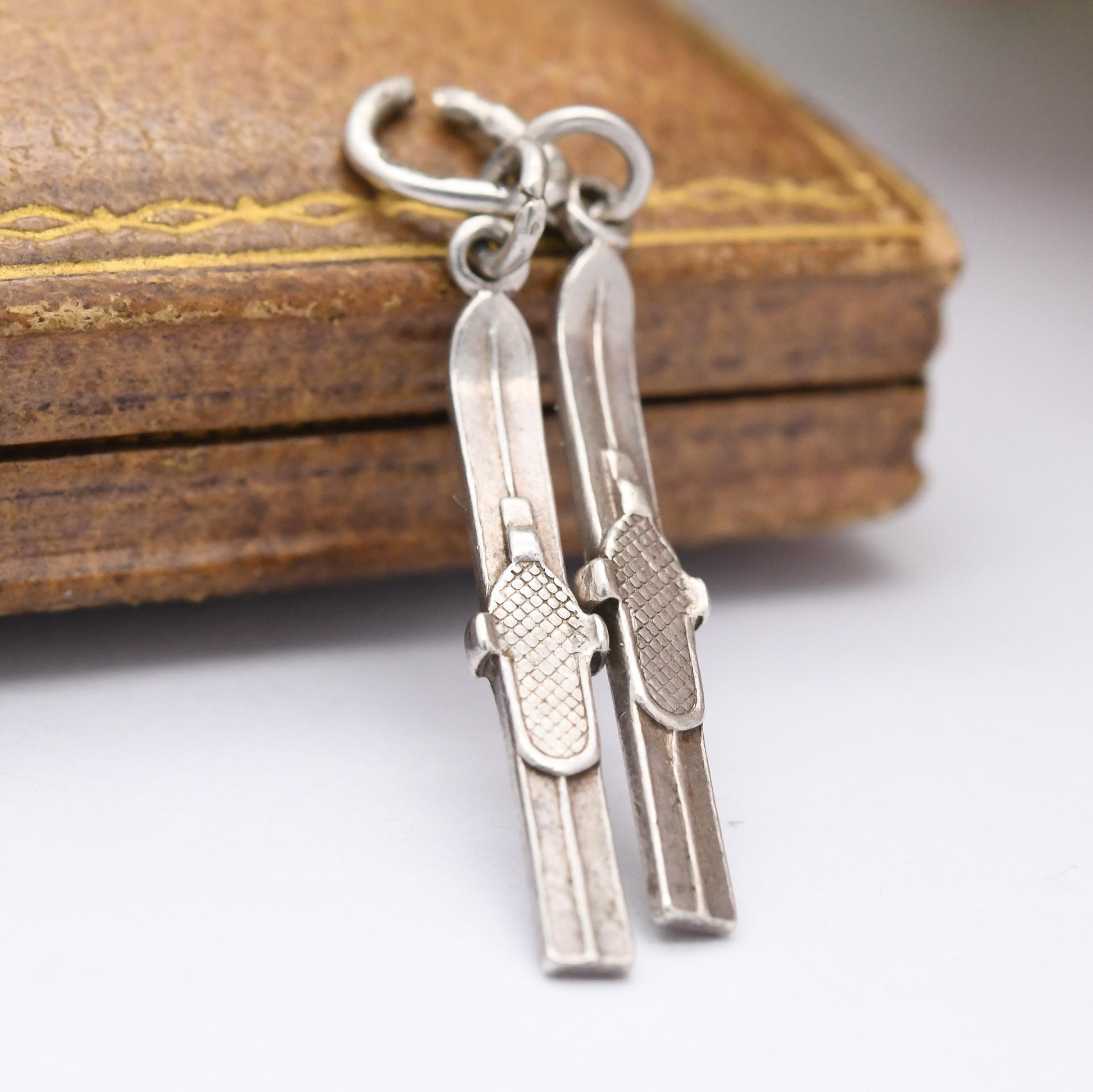 Vintage Sterling Silver Ski's Charm Pendant - Skiing | Ski | Snow Sport | Winter | Gift for Charm Bracelet