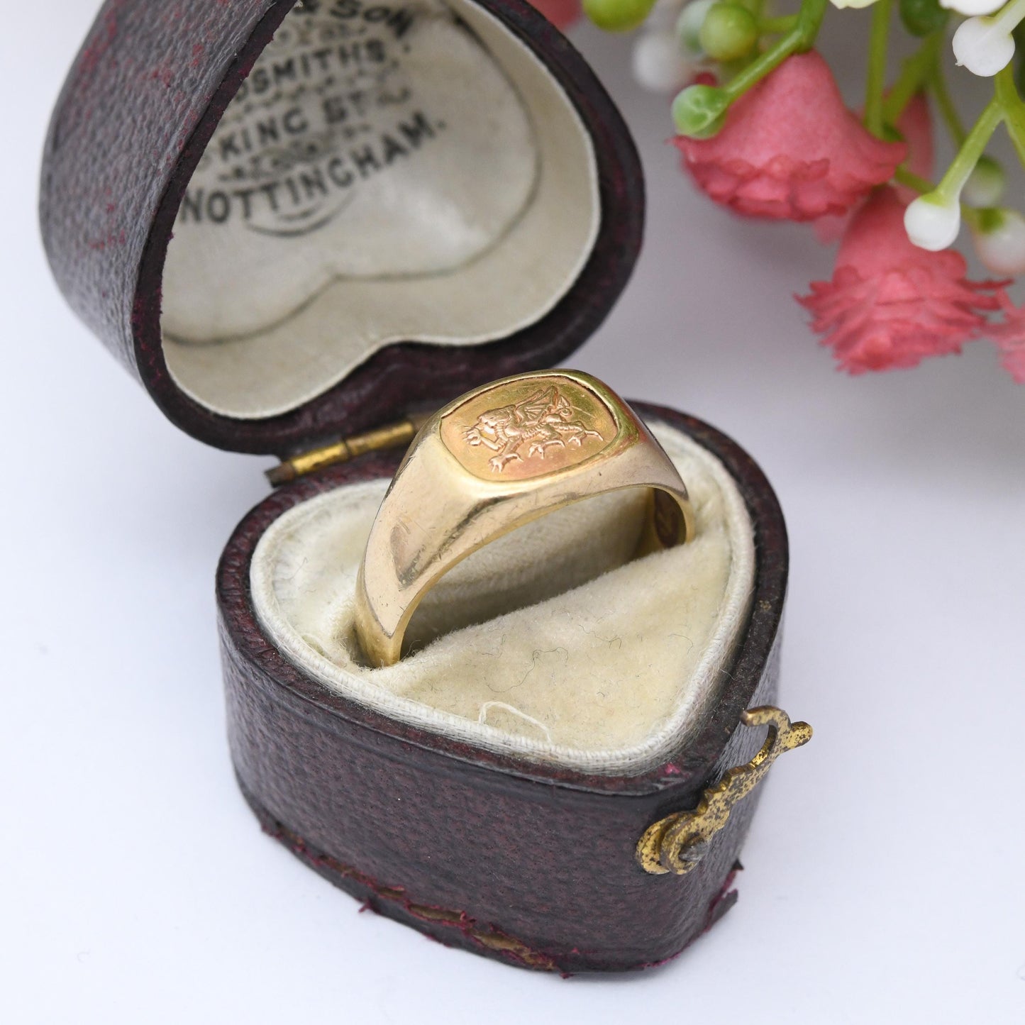 Vintage Royal Clogau 9ct Gold Welsh Dragon Signet Ring - Yellow Gold Fantasy | UK Size - O 1/2 US Size - 7 1/2