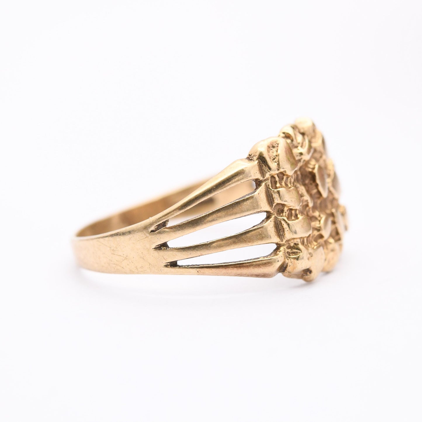 Vintage 9ct Gold Nugget Ring 1990 - Gift for Him | UK Size - W | US Size - 11 1/4