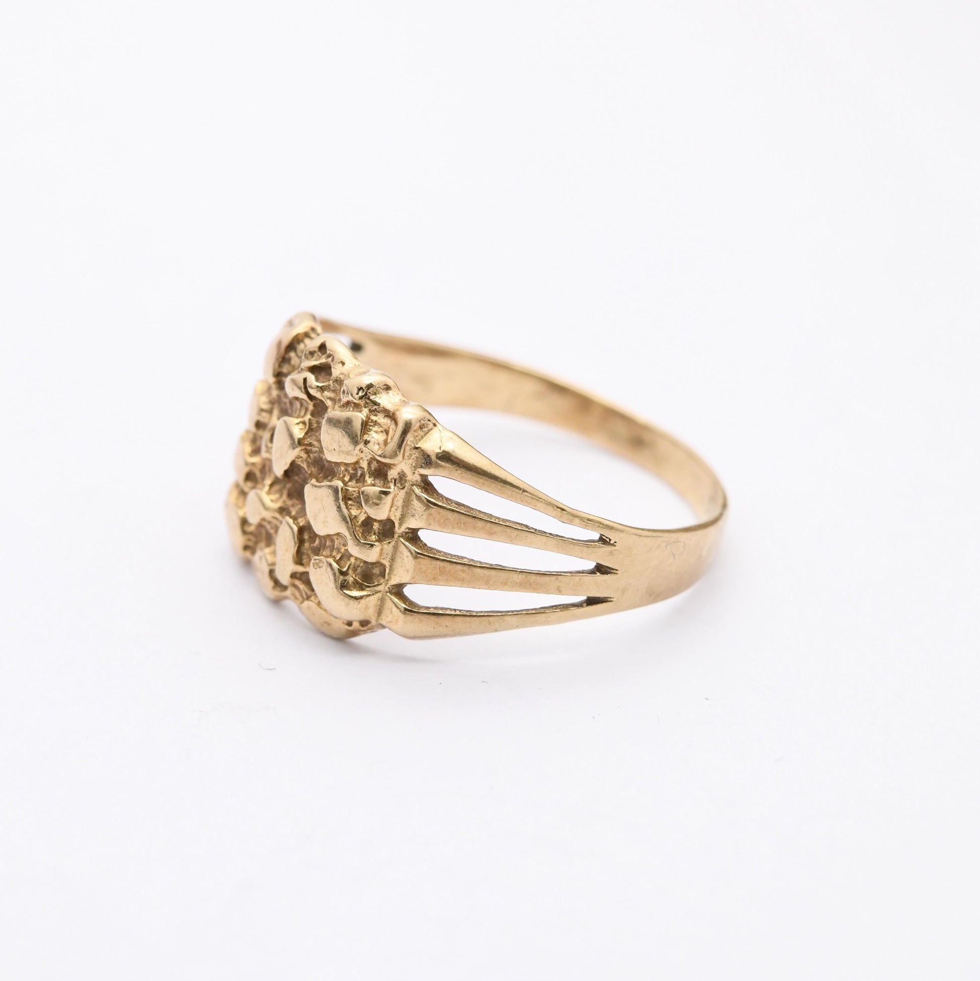 Vintage 9ct Gold Nugget Ring 1990 - Gift for Him | UK Size - W | US Size - 11 1/4