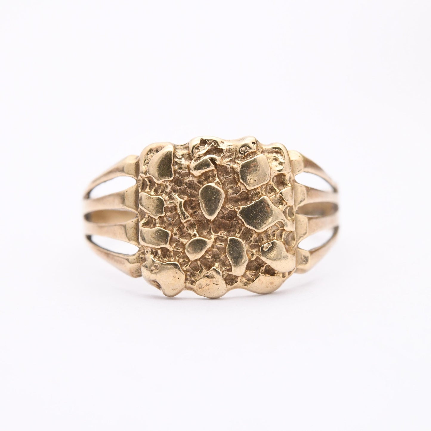 Vintage 9ct Gold Nugget Ring 1990 - Gift for Him | UK Size - W | US Size - 11 1/4
