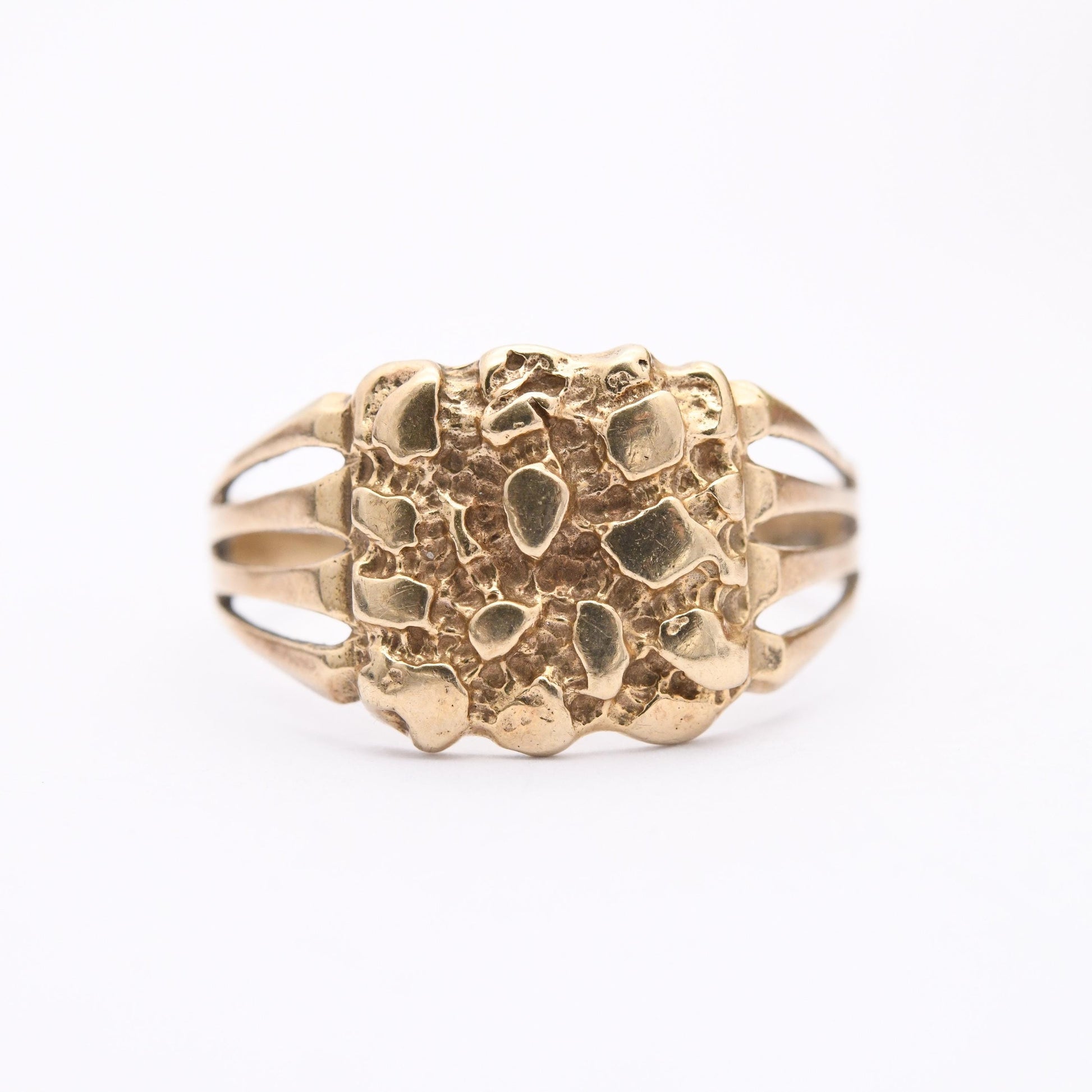 Vintage 9ct Gold Nugget Ring 1990 - Gift for Him | UK Size - W | US Size - 11 1/4