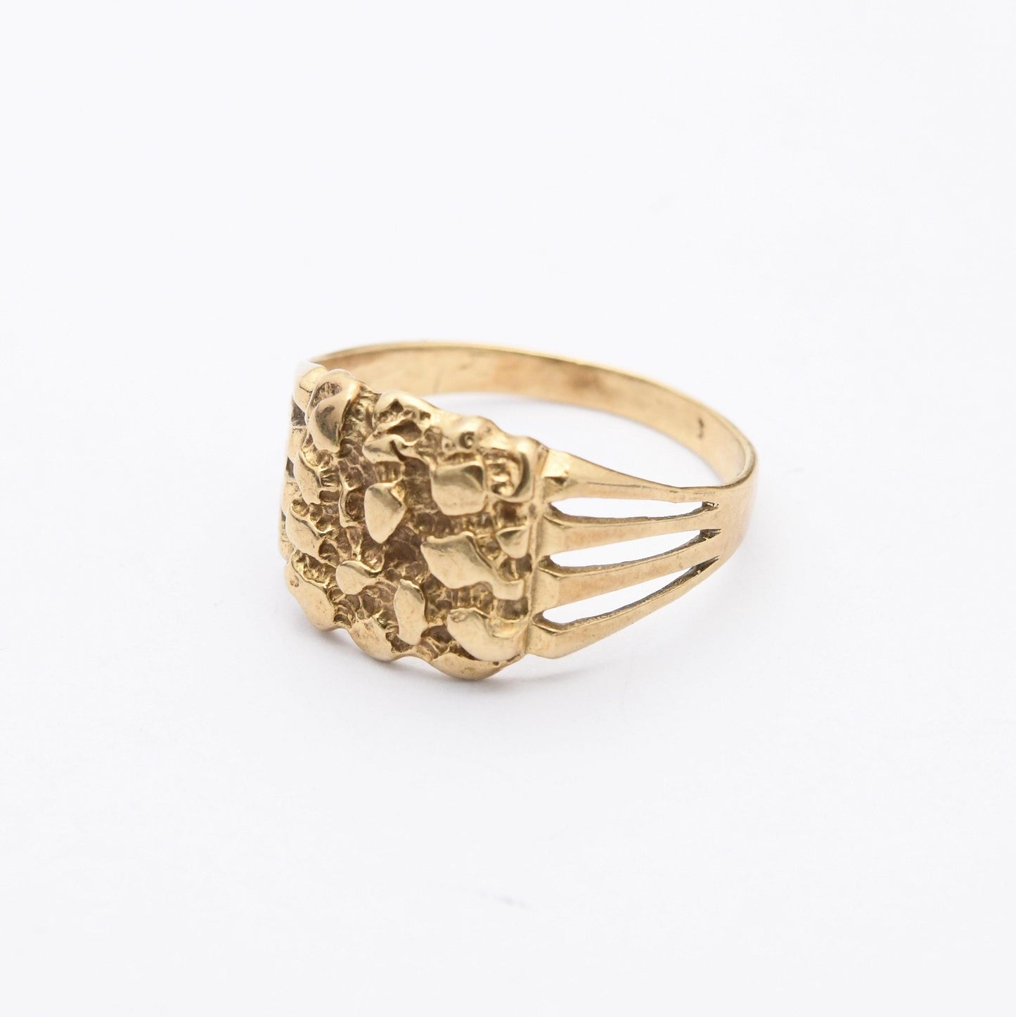 Vintage 9ct Gold Nugget Ring 1990 - Gift for Him | UK Size - W | US Size - 11 1/4