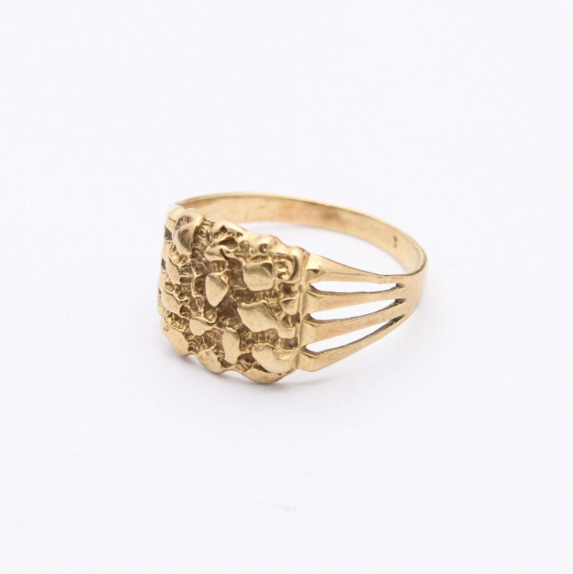 Vintage 9ct Gold Nugget Ring 1990 - Gift for Him | UK Size - W | US Size - 11 1/4