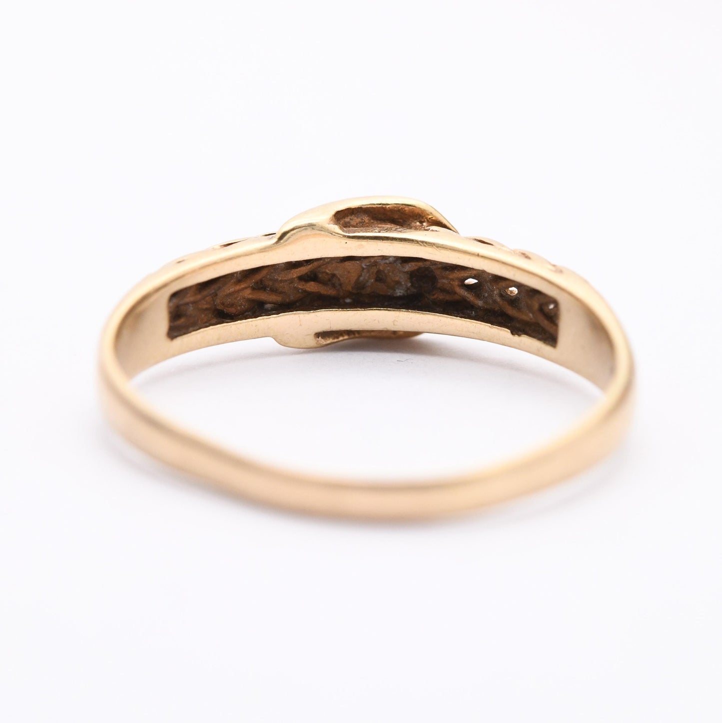 Vintage 9ct Gold Belt Buckle Ring 1990 - Unisex Gold Ring Gift | UK Size - R | US Size - 9