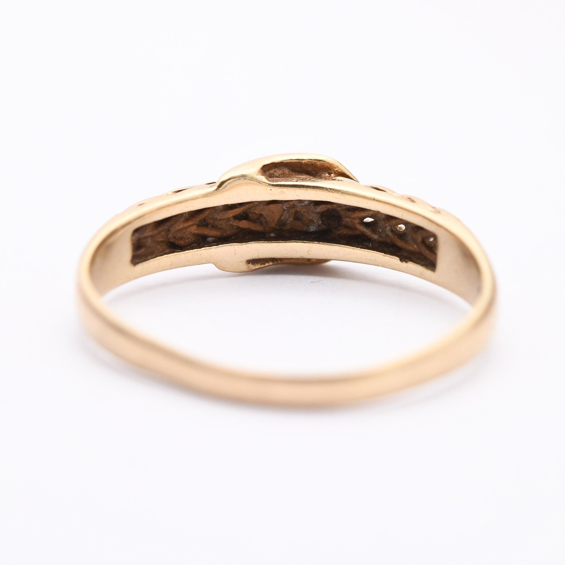 Vintage 9ct Gold Belt Buckle Ring 1990 - Unisex Gold Ring Gift | UK Size - R | US Size - 9