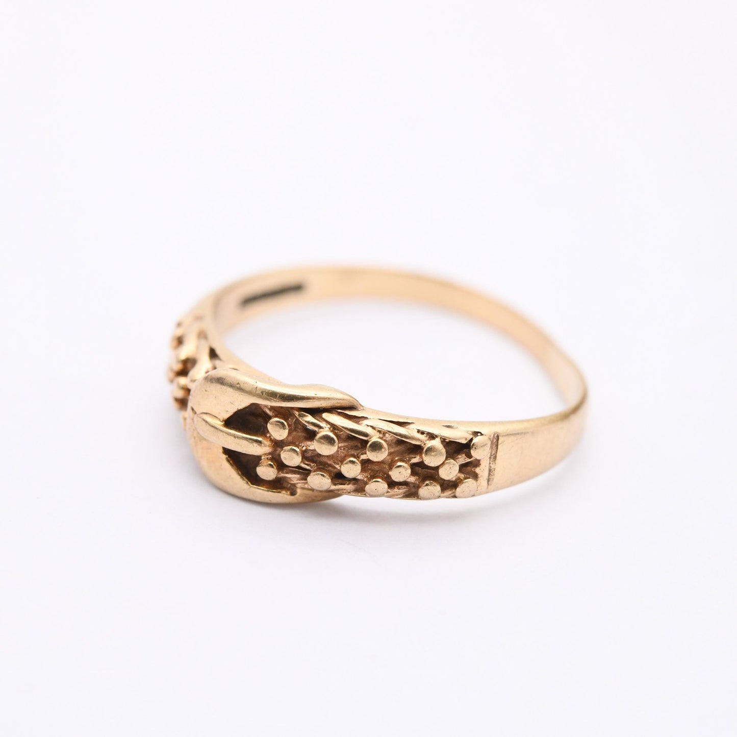 Vintage 9ct Gold Belt Buckle Ring 1990 - Unisex Gold Ring Gift | UK Size - R | US Size - 9