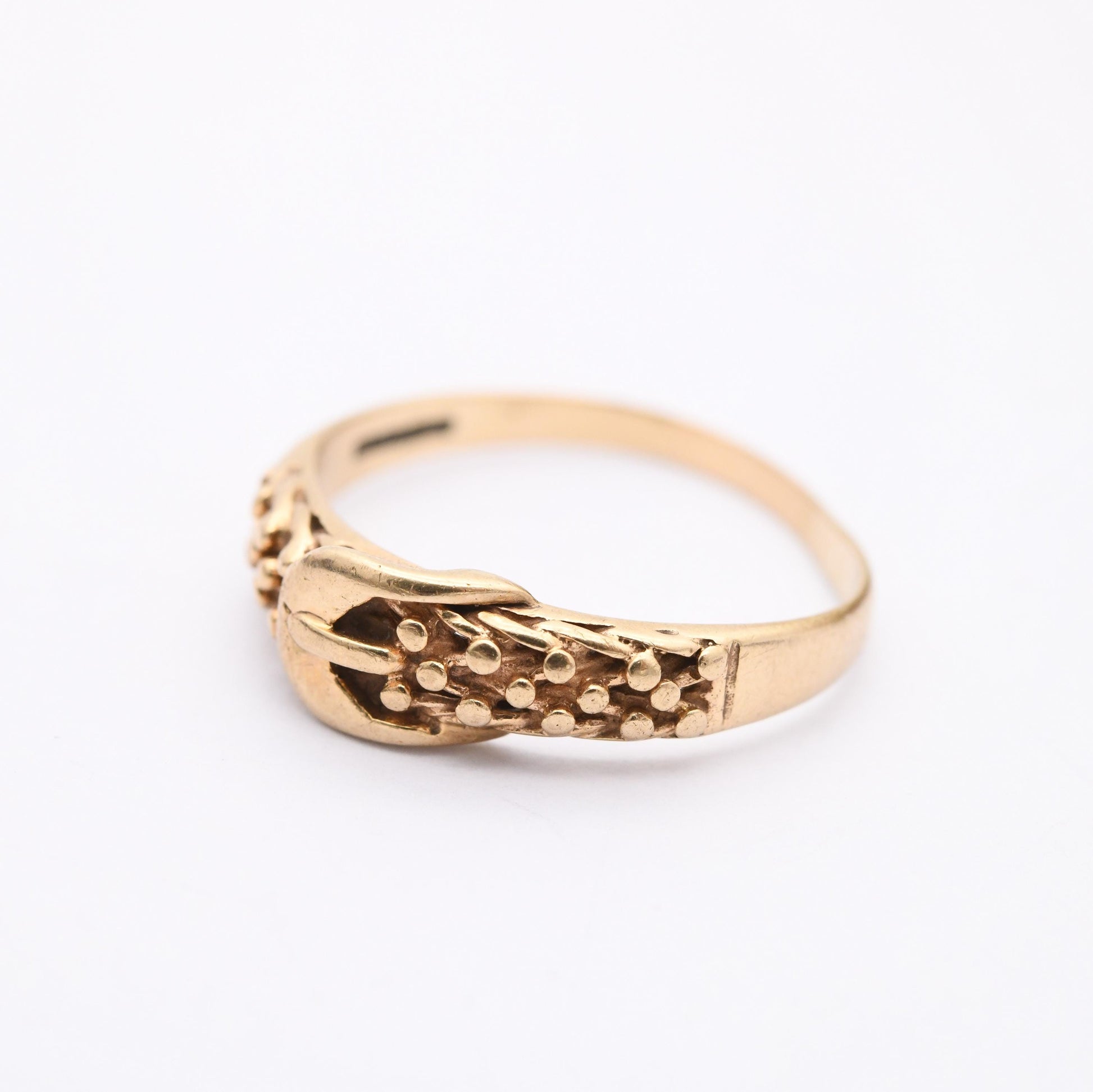 Vintage 9ct Gold Belt Buckle Ring 1990 - Unisex Gold Ring Gift | UK Size - R | US Size - 9