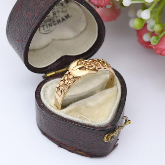 Vintage 9ct Gold Belt Buckle Ring 1990 - Unisex Gold Ring Gift | UK Size - R | US Size - 9