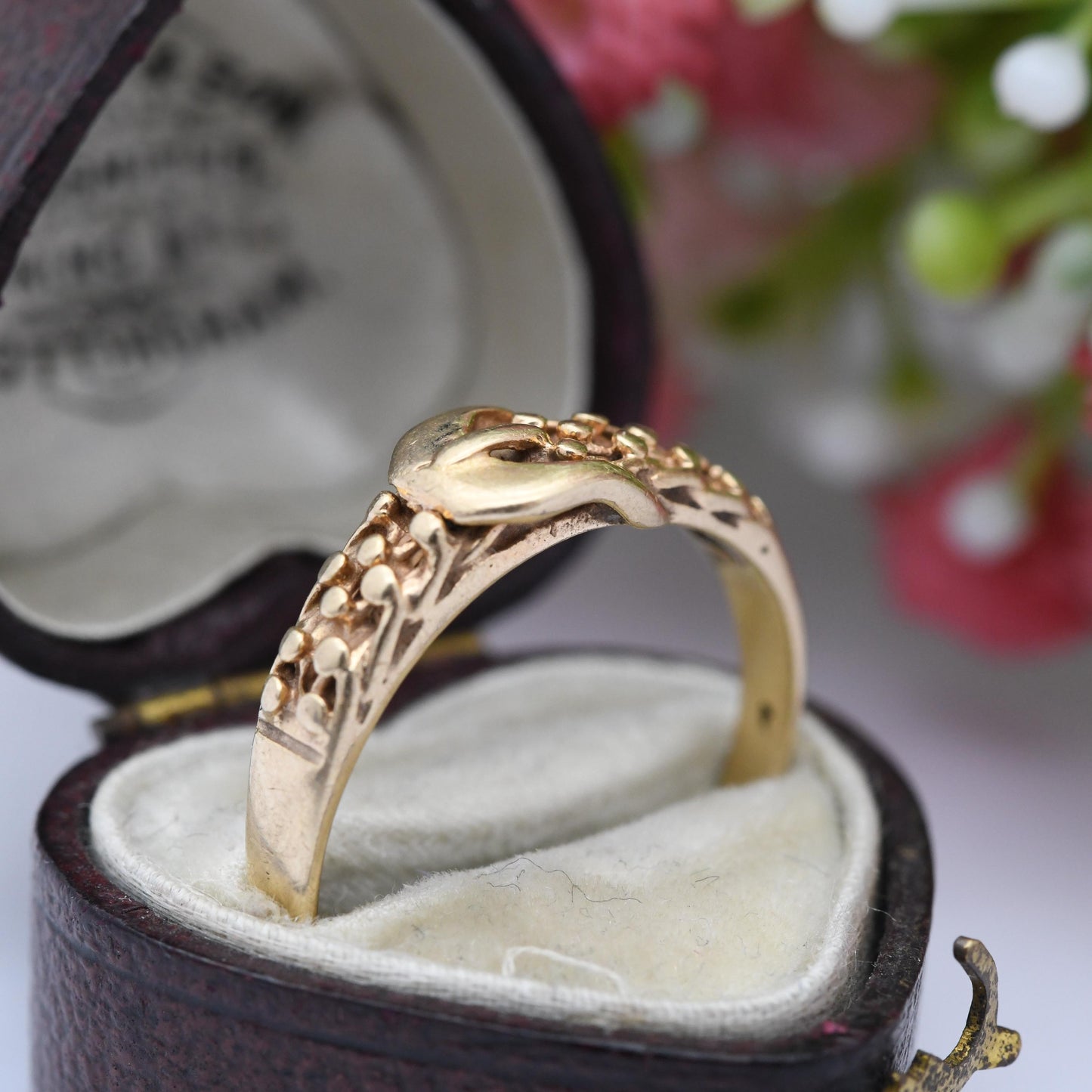 Vintage 9ct Gold Belt Buckle Ring 1990 - Unisex Gold Ring Gift | UK Size - R | US Size - 9