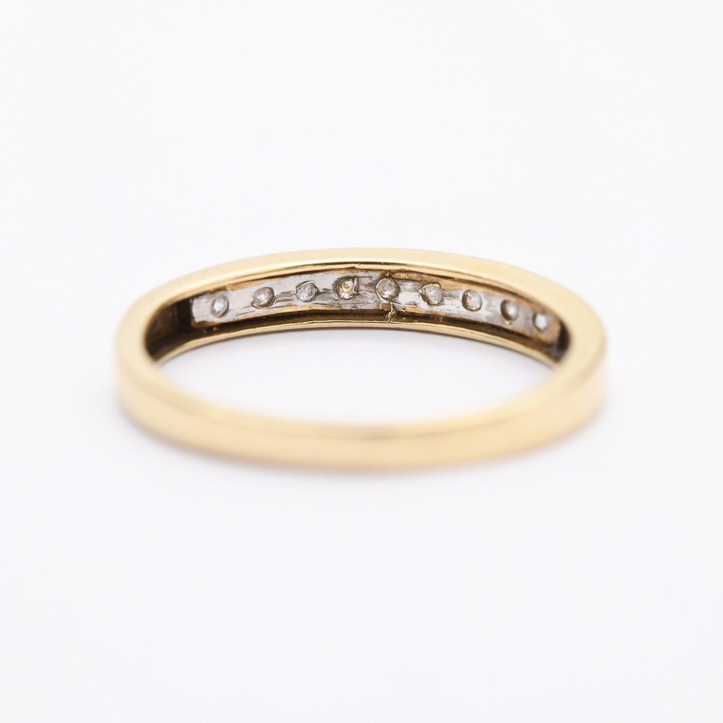 Vintage 9ct Gold Diamond Half Eternity Ring - Wedding Band Stacking Gift | UK Size - M | US Size - 6 1/2